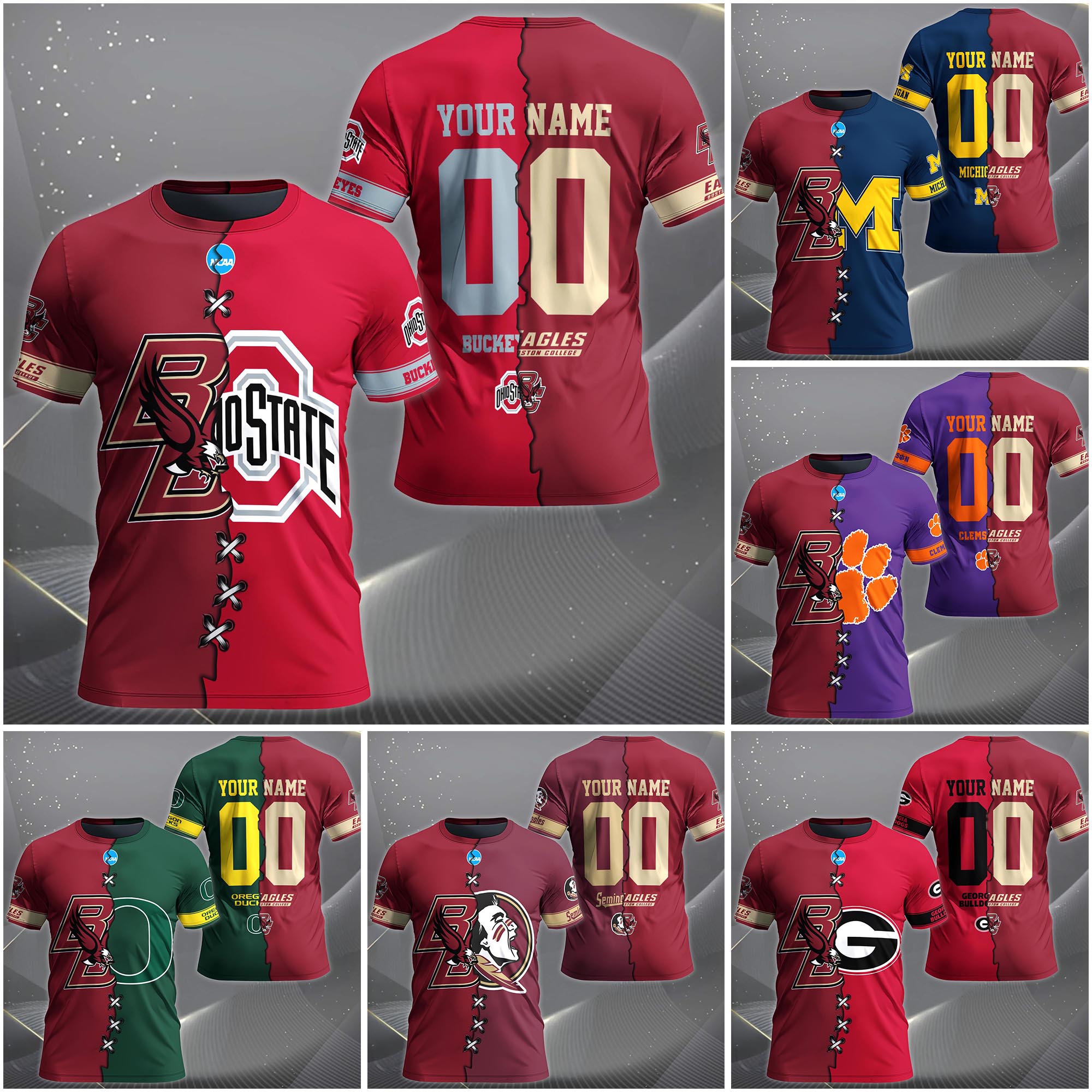 Boston College Eagles House Divided T-Shirt Custom Name 2025 Version, Year And Team, Sport Shirts For Fan