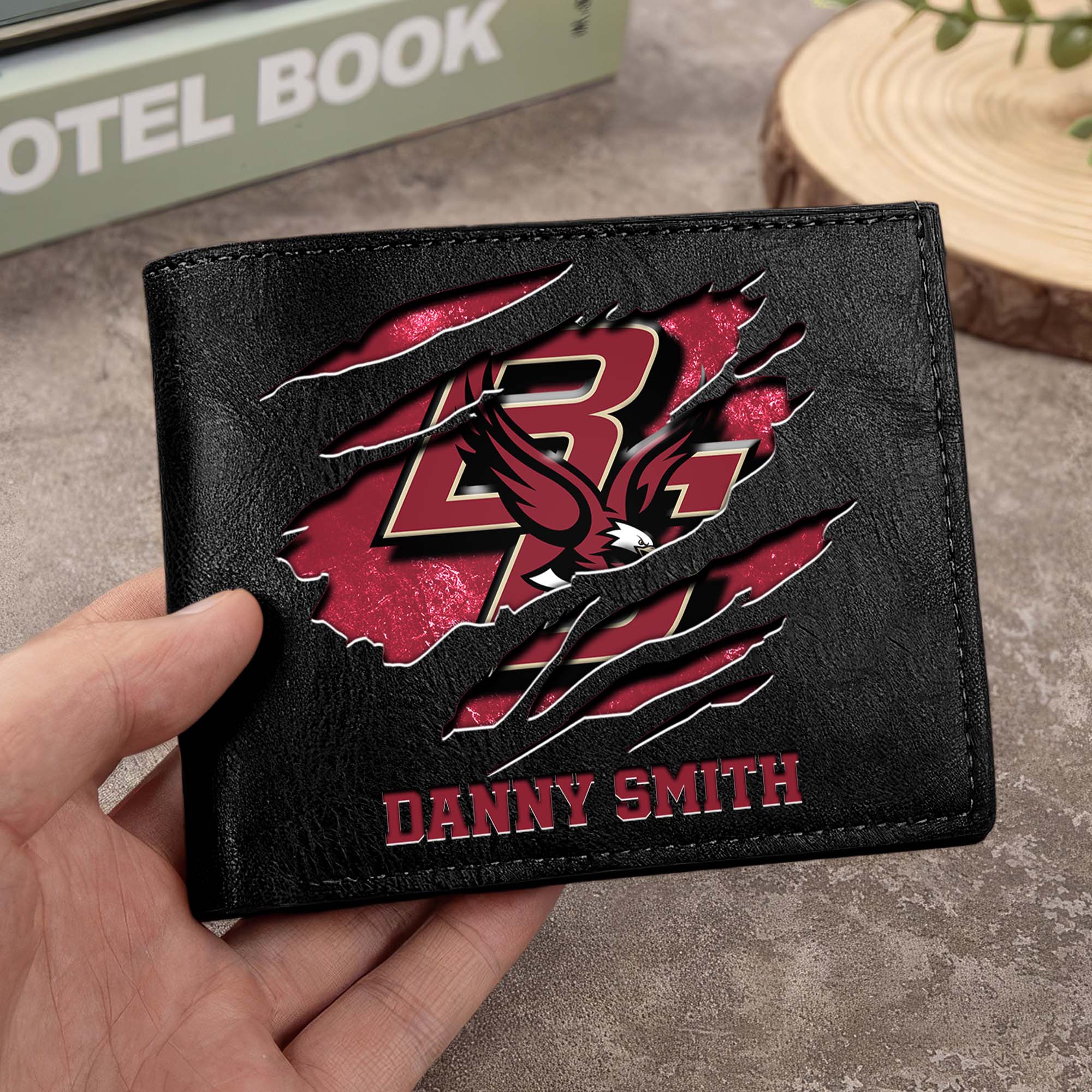 Boston College Eagles Men Wallet Custom Your Name, Football Team Men Wallet For Fans, Gifts For Football Lovers