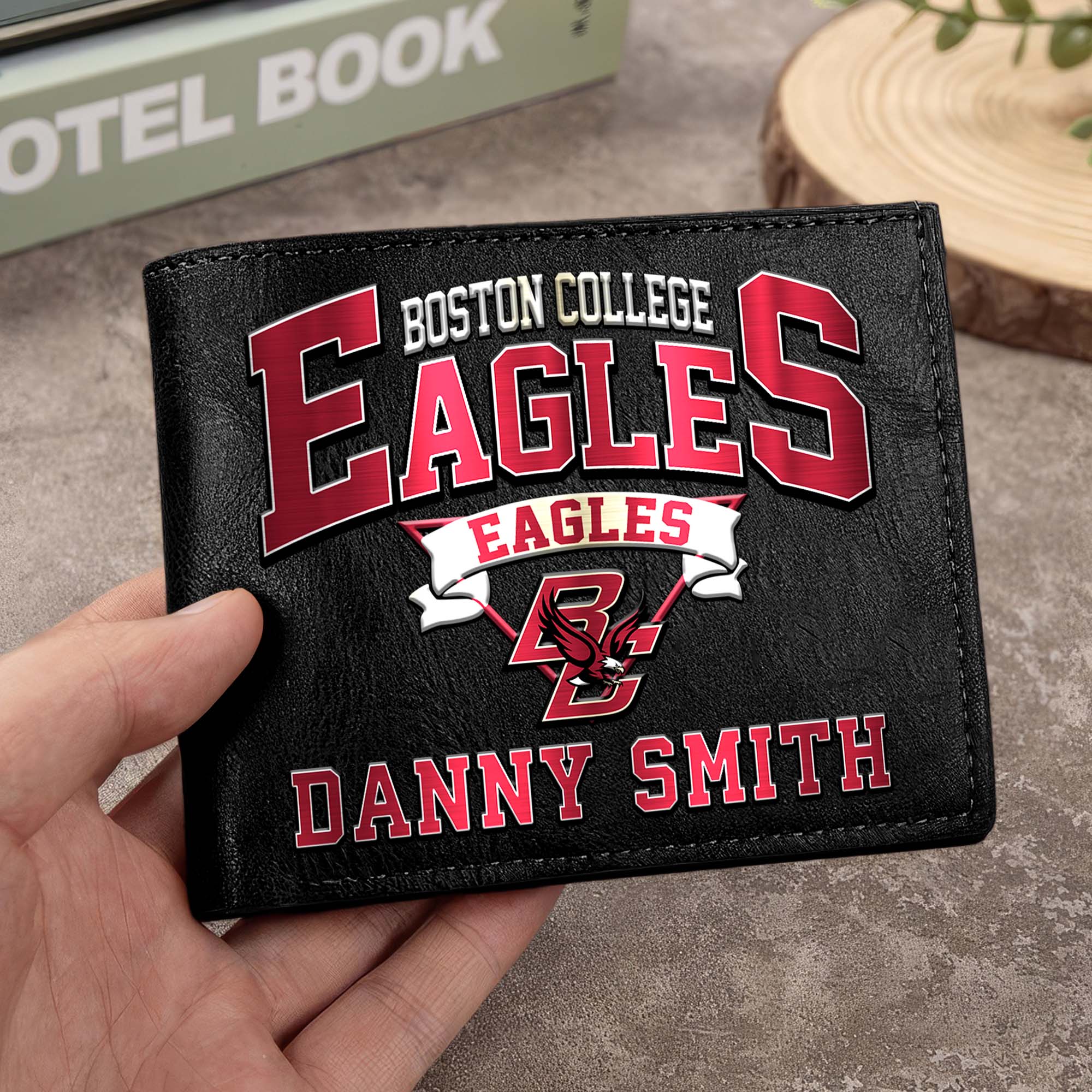 Boston College Eagles Men Wallet Custom Your Name, Football Team Men Wallet For Fans, Gifts For Football Lovers