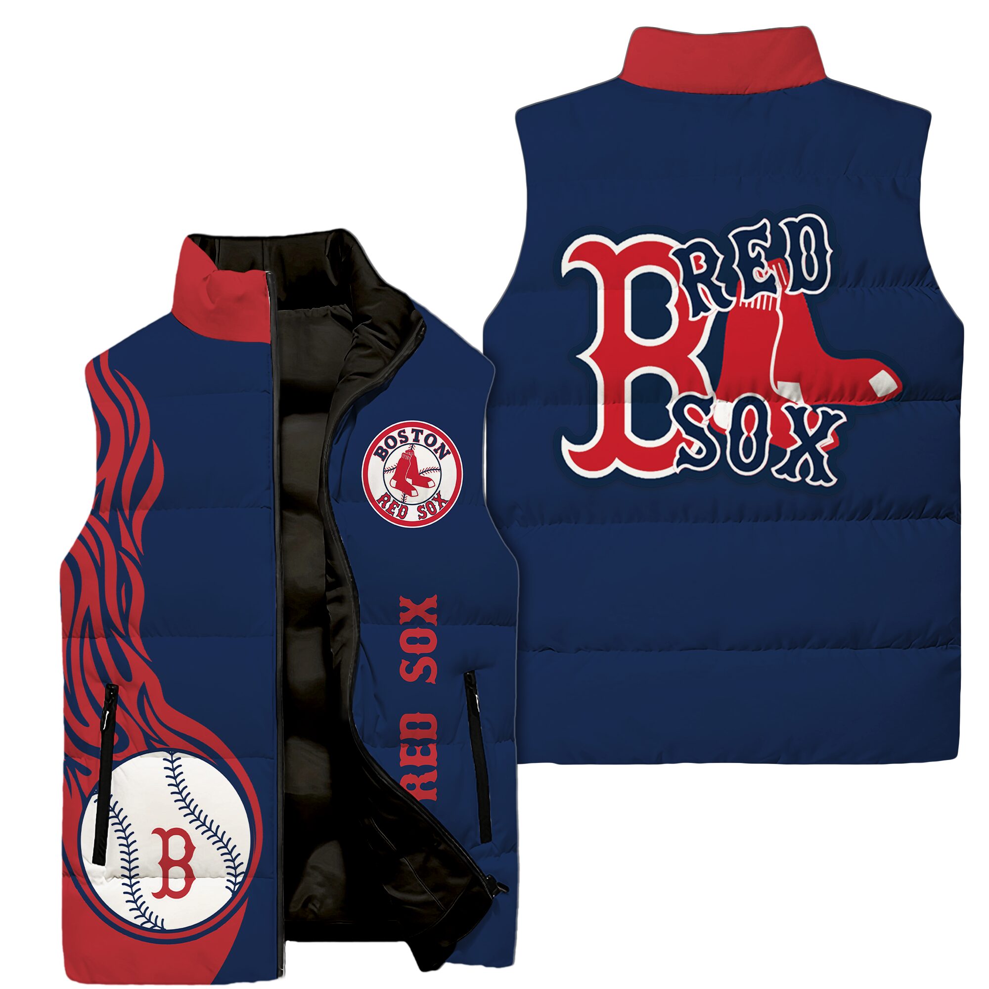 Boston Red Sox MLB Style Sleeveless Puffer Jacket For Fans