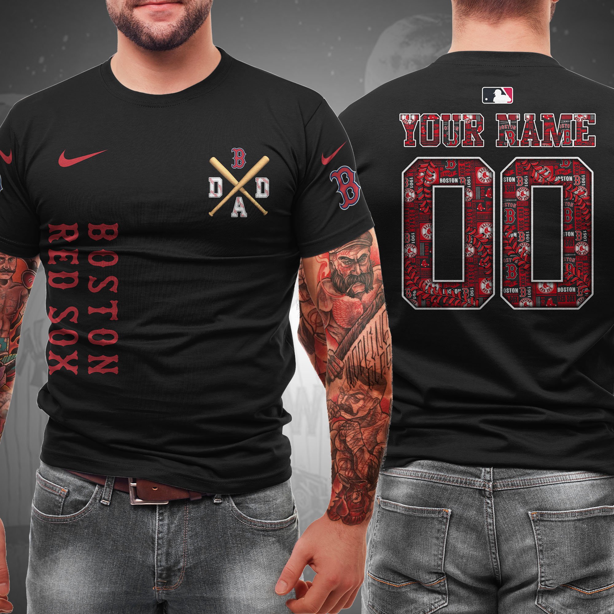 Boston Red Sox T-Shirt Custom Name And Number, Sport Team Shirt, Gifts For Dad 