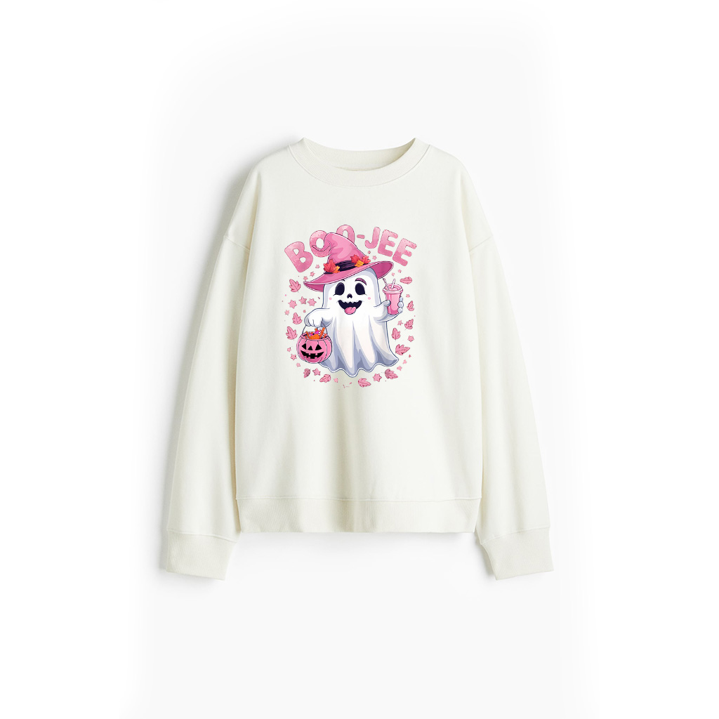 Boujee Boo Jee Spooky Ghost Pink Halloween Pumpkin Vintage Sweatshirts - Image 3