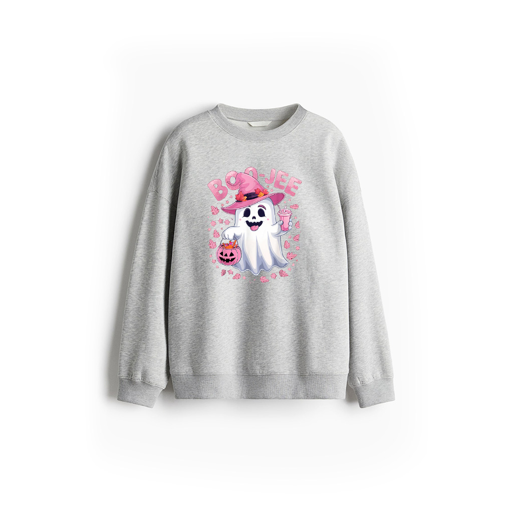 Boujee Boo Jee Spooky Ghost Pink Halloween Pumpkin Vintage Sweatshirts - Image 4