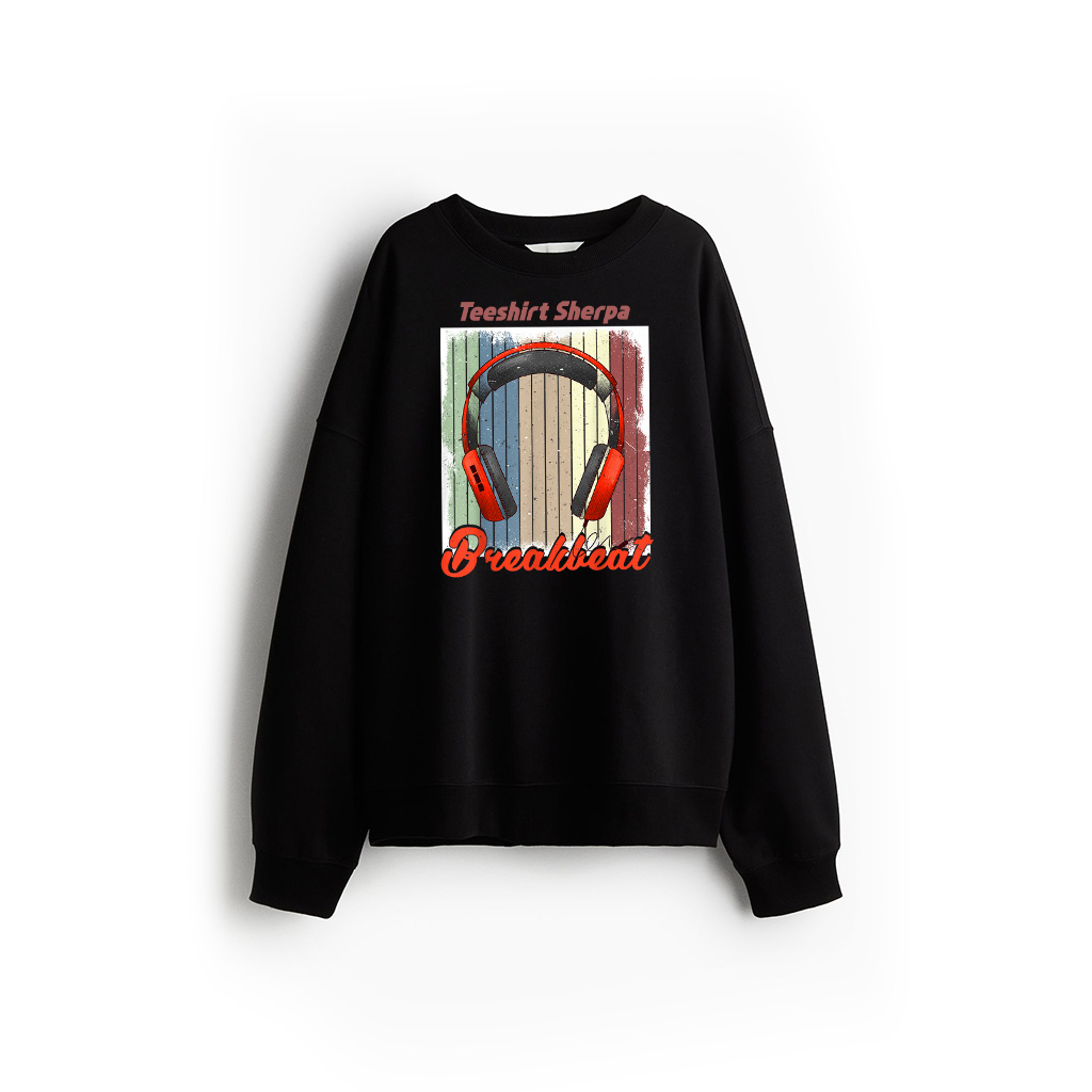 Breakbeat With Headphones Vintage Electronic Dance Music Sweatshirt