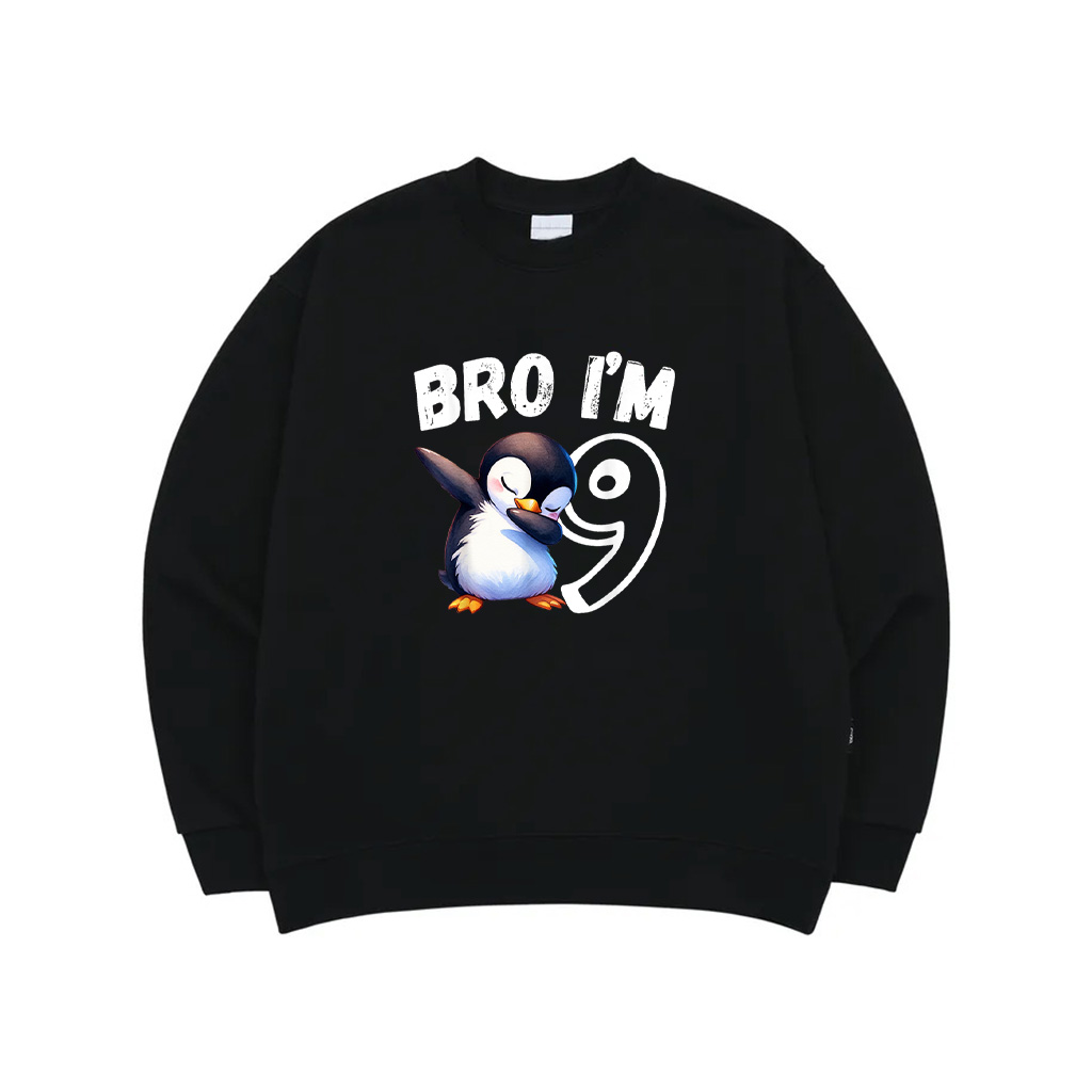 Bro I'm 9 Year Old Penguin 9Th Birthday Kids Dabbing Funny Sweatshirt