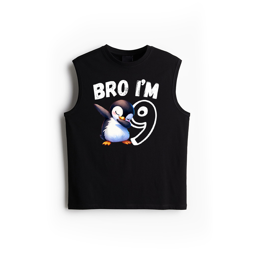 Bro I'm 9 Year Old Penguin 9Th Birthday Kids Dabbing Funny Tank Top