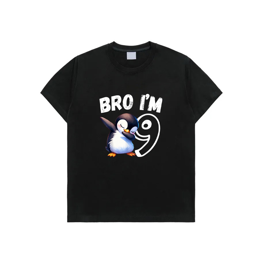 Bro I'm 9 Year Old Penguin 9Th Birthday Kids Dabbing Funny T-Shirt