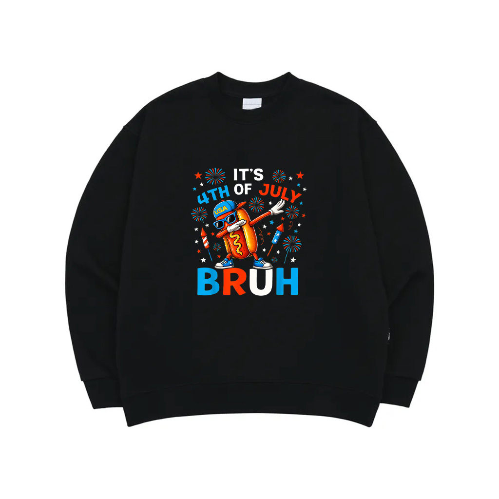 Bruh 4Th Of July Boys Kids Hotdog Funny Fourth Of July Sweatshirt
