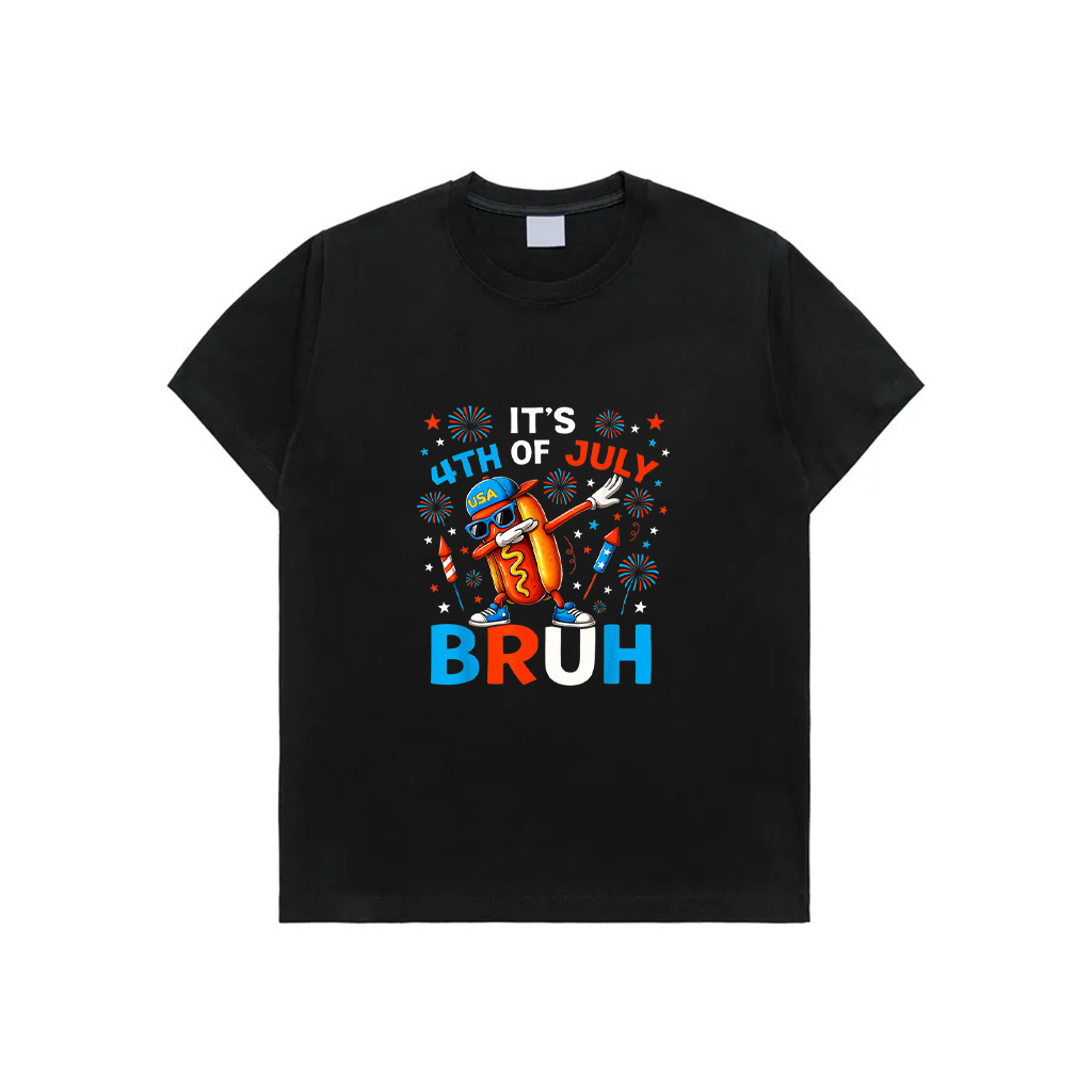 Bruh 4Th Of July Boys Kids Hotdog Funny Fourth Of July T-Shirt
