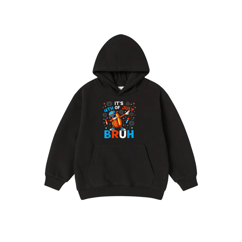 Bruh 4Th Of July Boys Kids Hotdog Funny Fourth Of July Hoodie