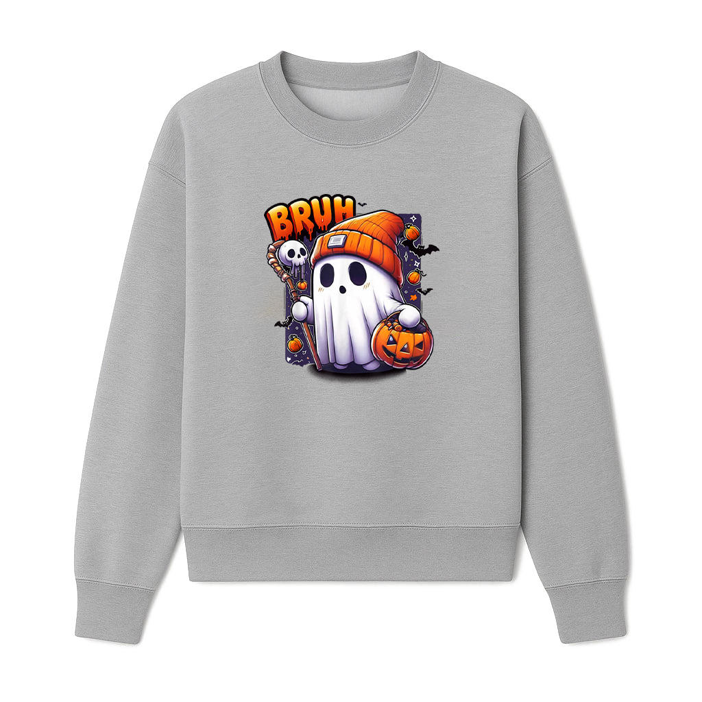 Bruh Ghost Halloween Cute Ghost Trick Or Treat Candy Kids Sweatshirts 06-10-2025