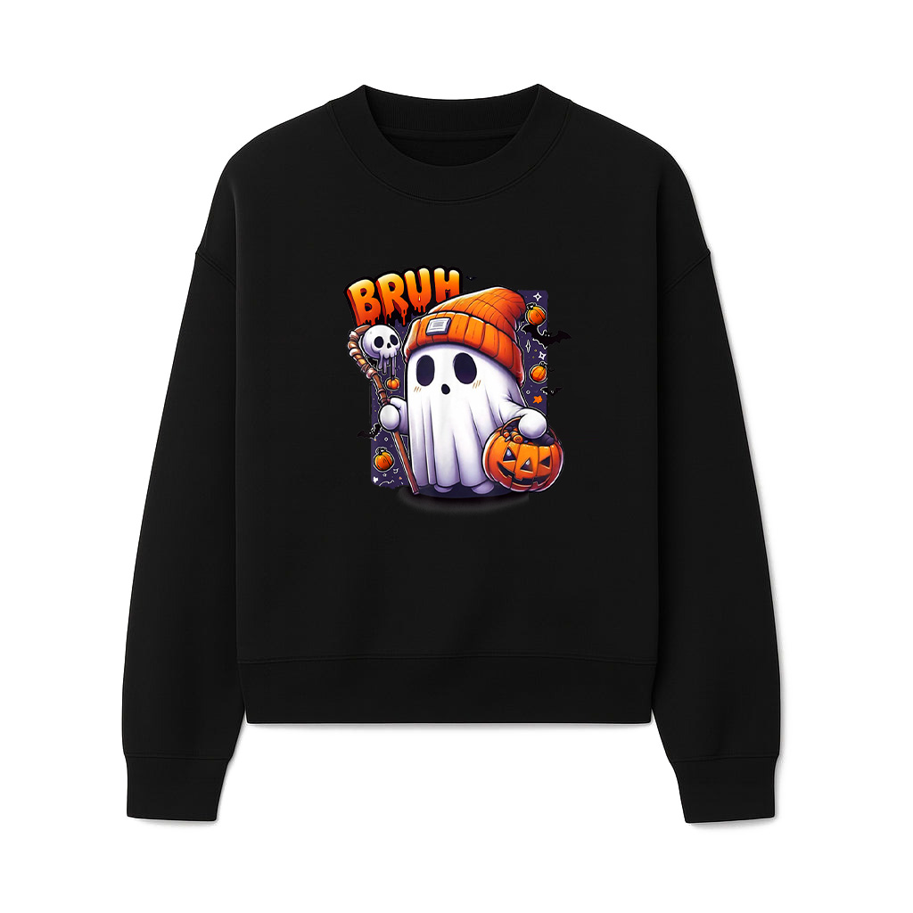 Bruh Ghost Halloween Cute Ghost Trick Or Treat Candy Kids Sweatshirts 06-10-2025