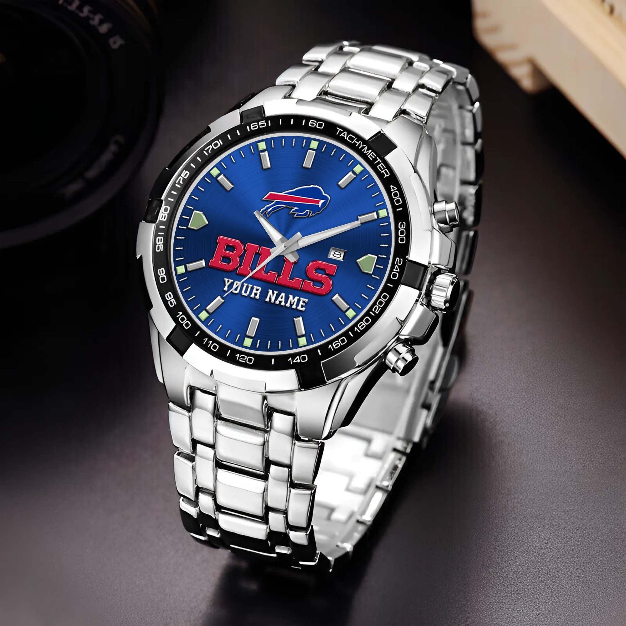 Buffalo Bills Alloy Men Quartz Watch Custom Your Name, Sport Men Watch, Football Fan Gifts
