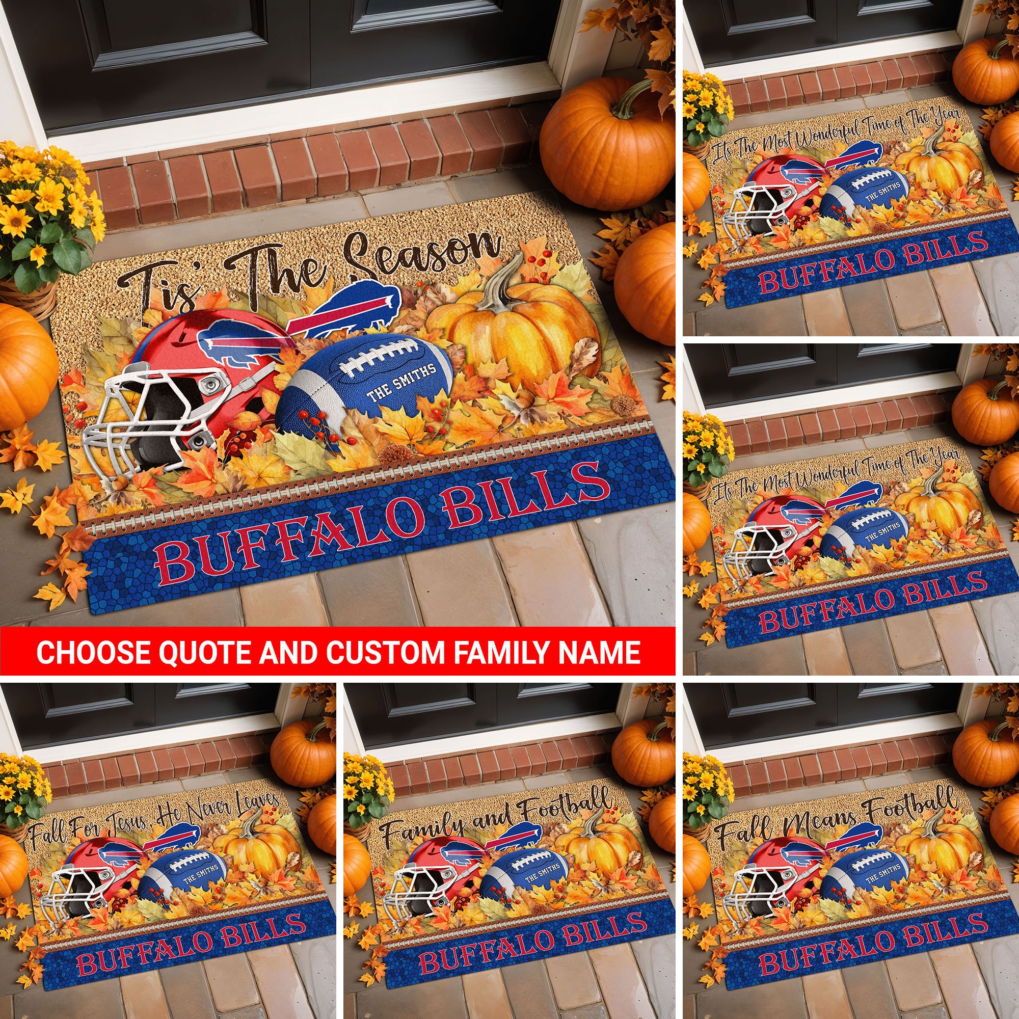 Buffalo Bills Doormat Custom Your Family Name And Choose Your Quotes, Sport Doormat, Sport Gifts For Fan