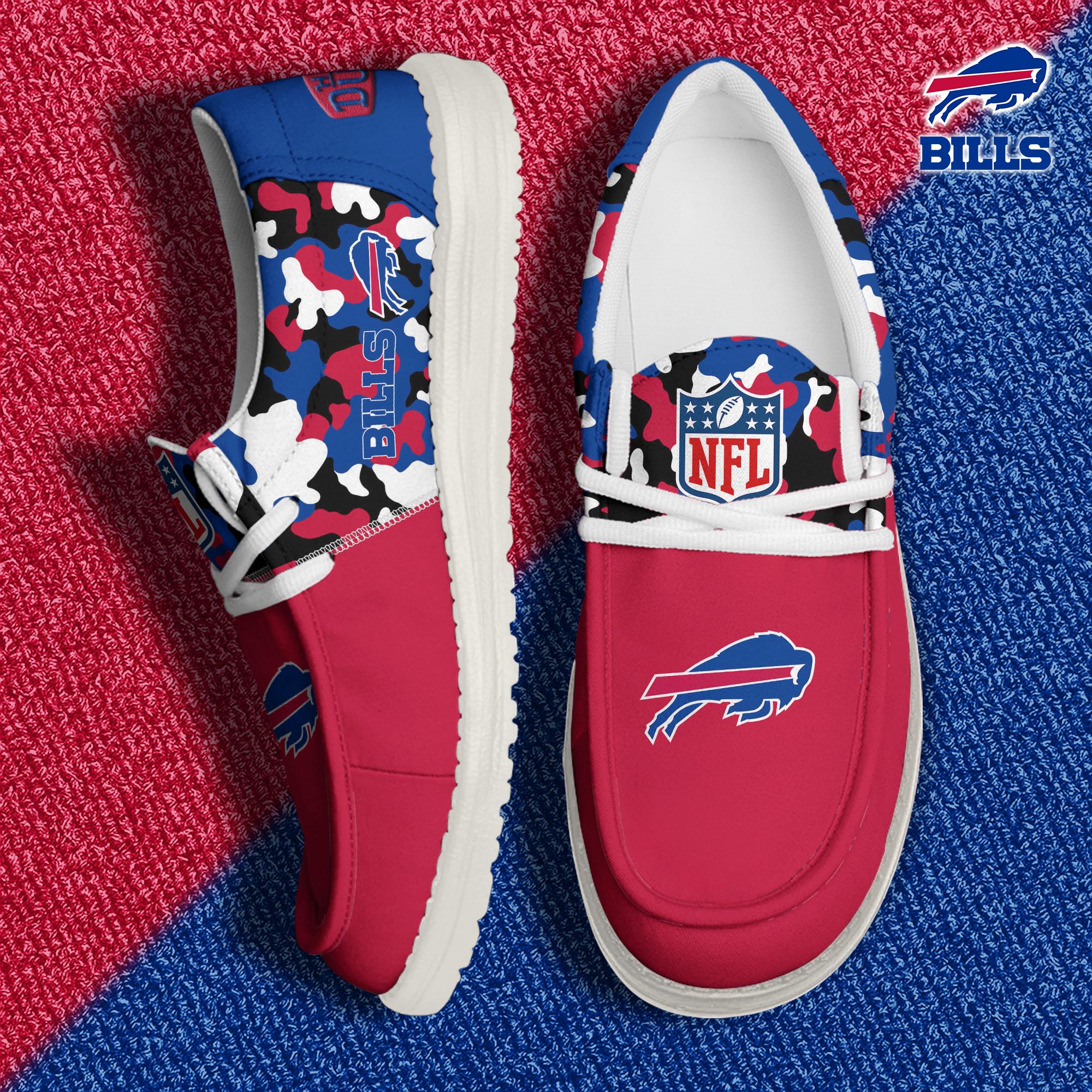 Buffalo Bills Football Hey Dude Canvas Loafer Shoes Custom Your Name, Sport Shoes For Fan, Fan Gifts