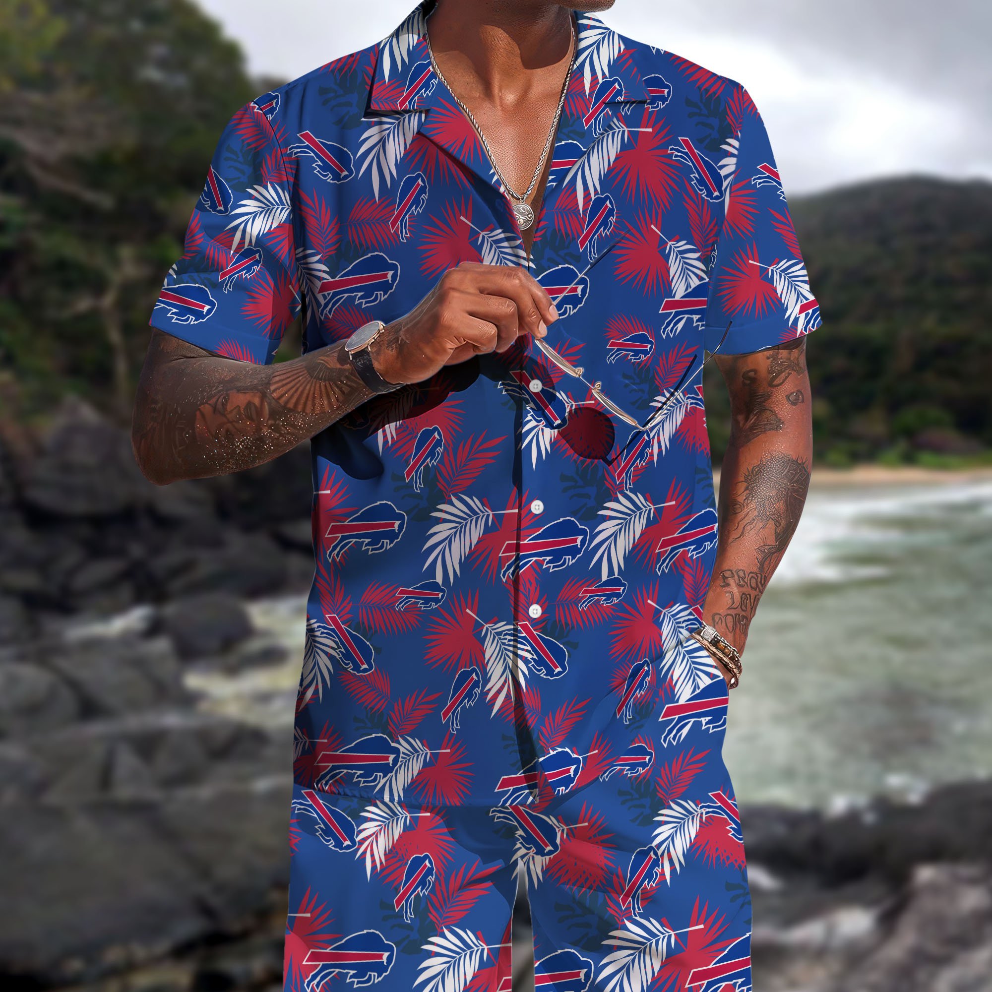 Buffalo Bills Hawaiian Shorts Set 2025 Version, Hawaiian Shirts, Sports Shorts, Gifts For Fan