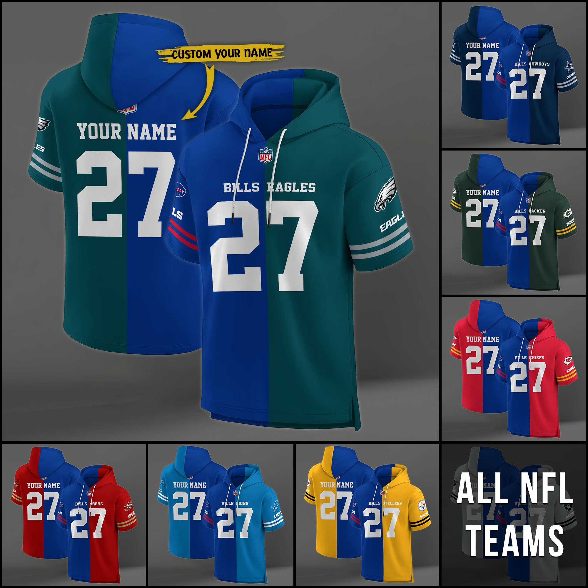 Buffalo Bills House Divided Hoodie Custom Name, Number And Team, Hoodie For Football Fans