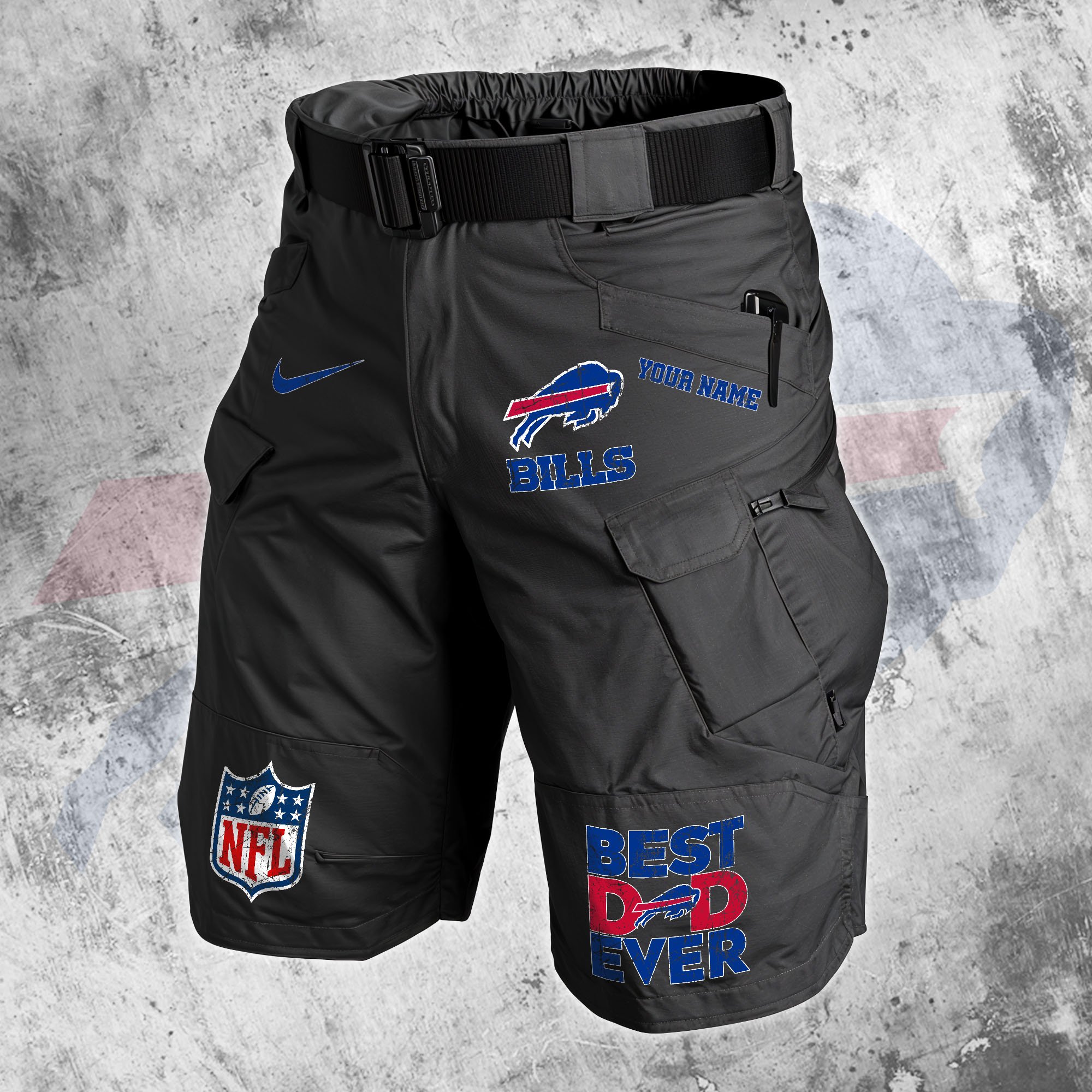 Buffalo Bills Men Cargo Shorts Custom Your Name, Football Lovers Clothings, Fathers Day Gifts 