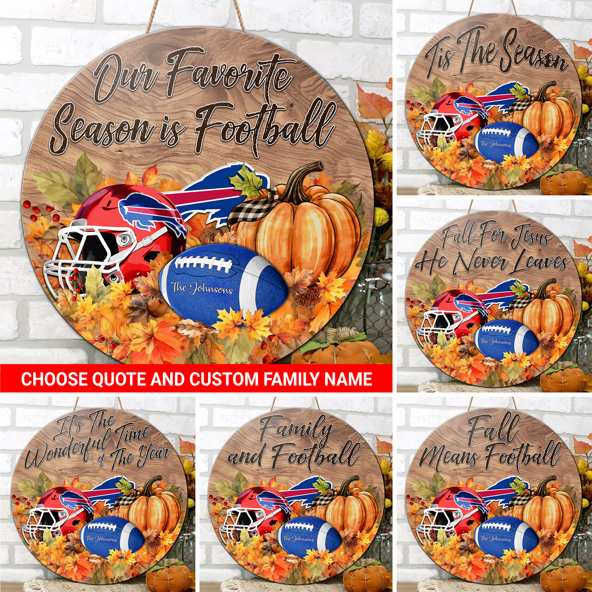 Buffalo Bills Shape Wooden Sign Custom Your Family Name And Choose Your Quotes, Sport Sign