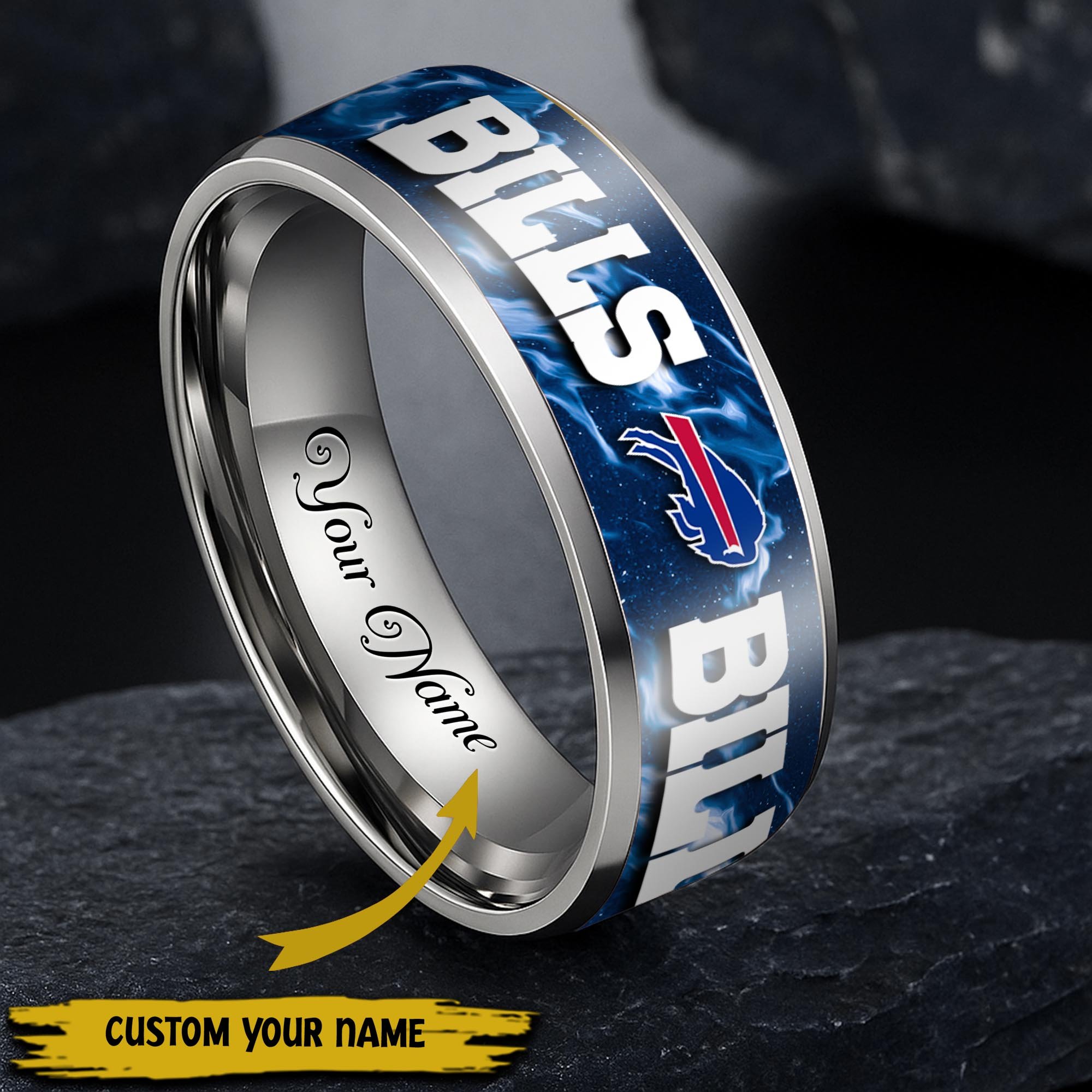 Buffalo Bills Stainless Steel Rings Comes With Box 2025 Versions, Gifts For Fan