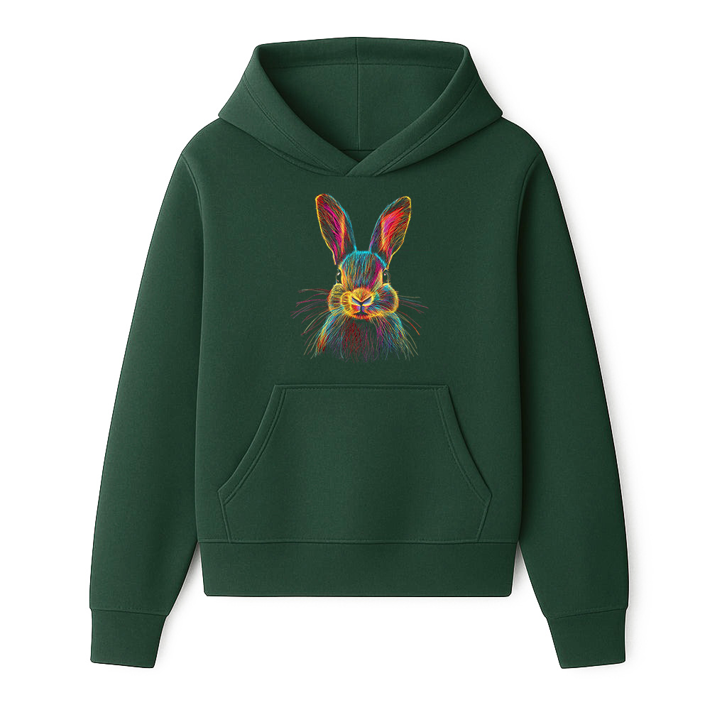 Bunny Abstract Colorful Art Graphic Hoodie - Image 3