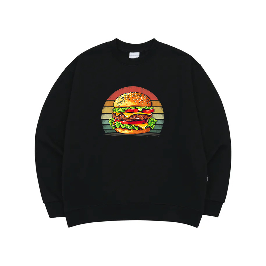 Burger Fast Food Retro Style Distressed Vintage Burger Sweatshirt