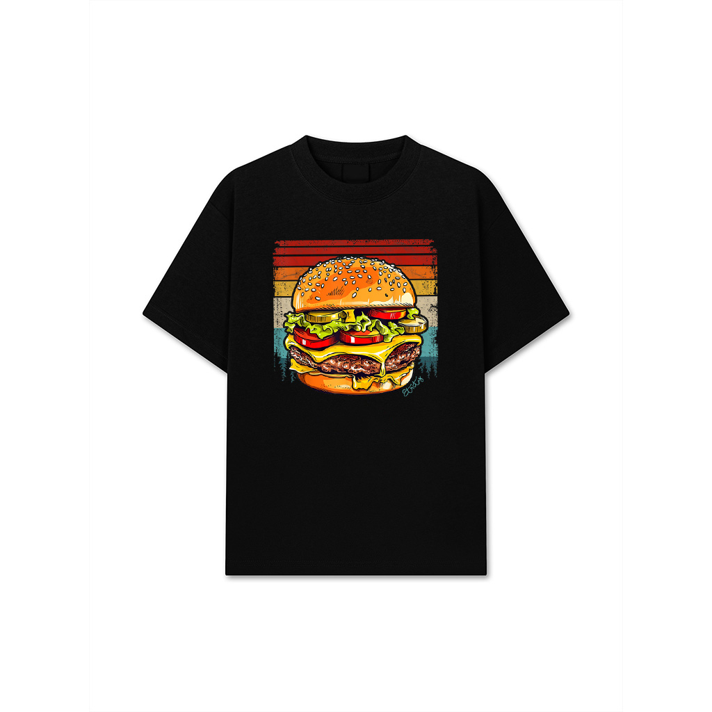 Burger Vintage Distressed Retro Style Cool Burger T-Shirt
