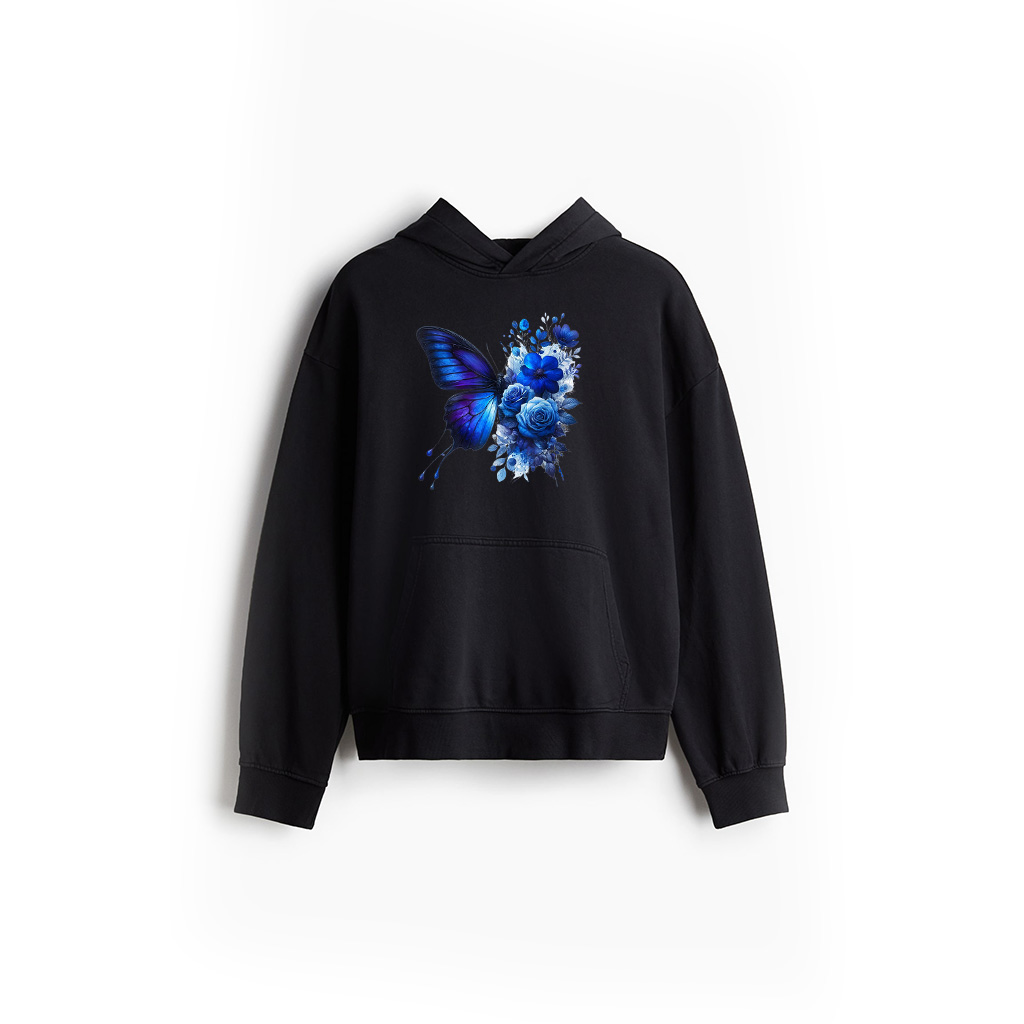 Butterfly Flowers Floral Vintage Butterflies Mom Blue Roses Hoodie