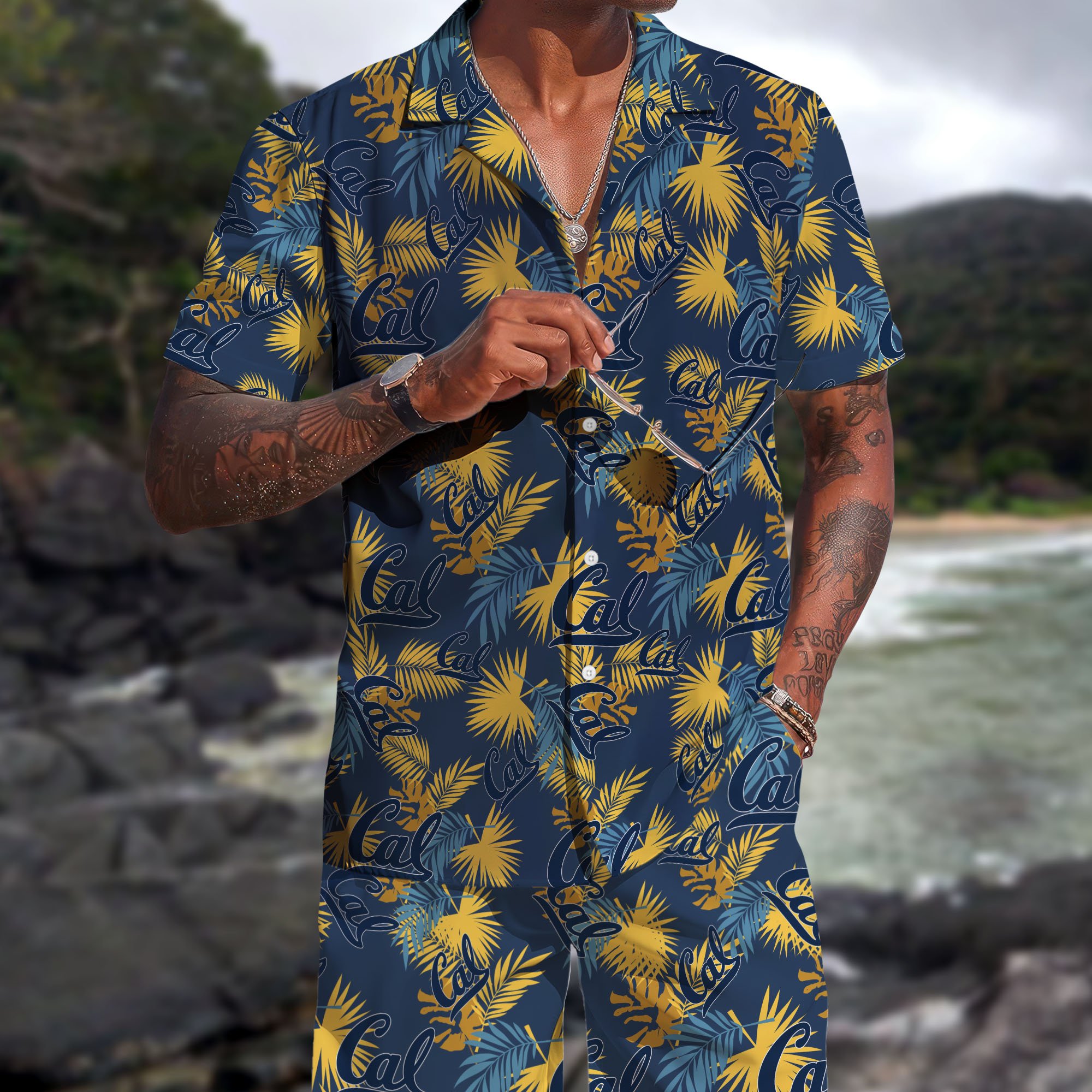 California Golden Bears Hawaiian Shorts Set 2025 Version, Hawaiian Shirts, Sports Shorts, Gifts For Fan
