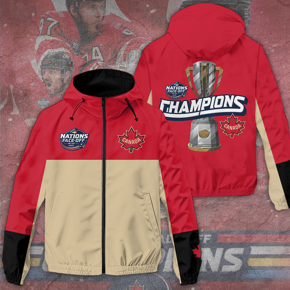 Canada 2025 4 Nations Face Off Style Windbreaker Jacket For Fans