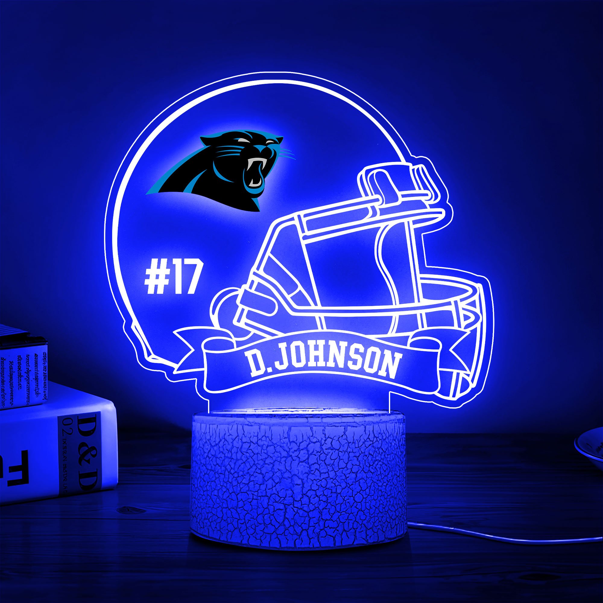 Carolina Panthers 3D Led Lamp Custom Name And Number, Sport Lamp, Home Decor 