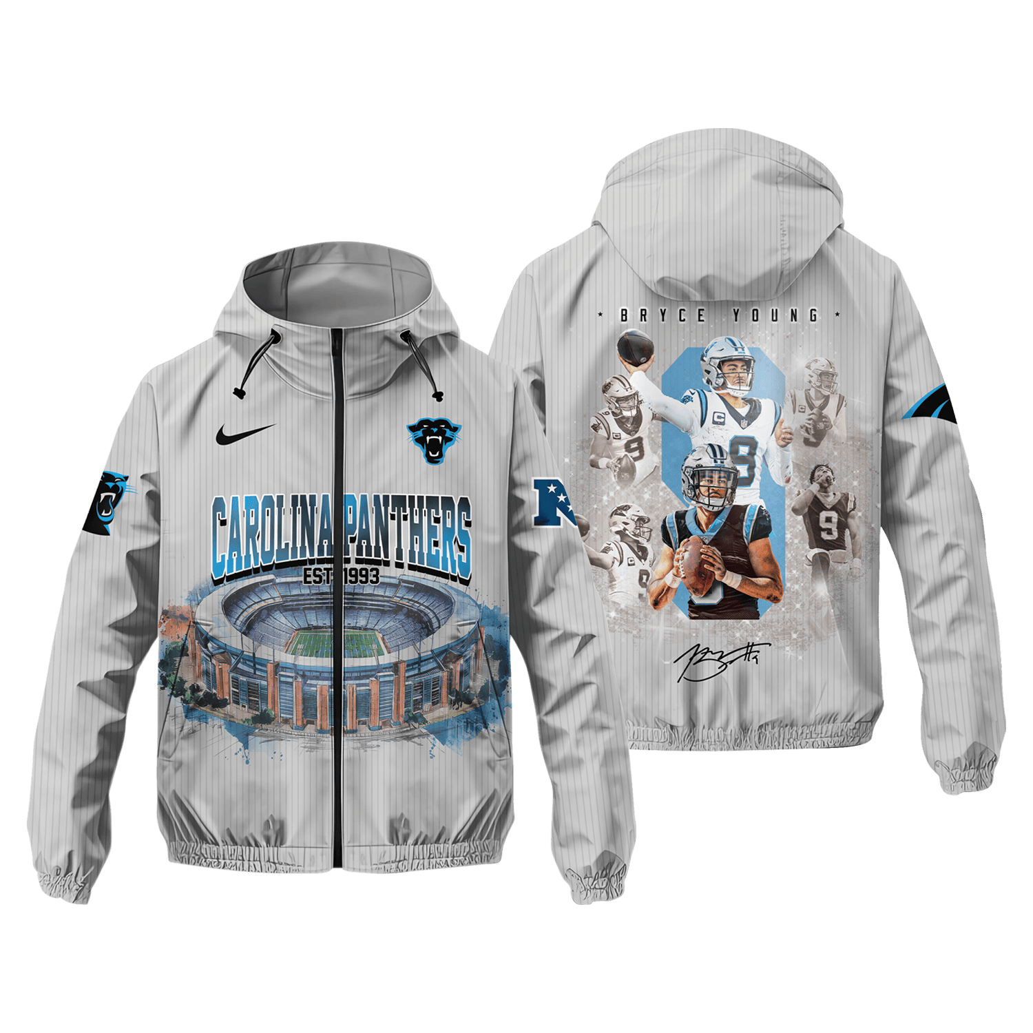 Carolina Panthers Bryce Young #9 NFL Champions Windbreaker Jacket