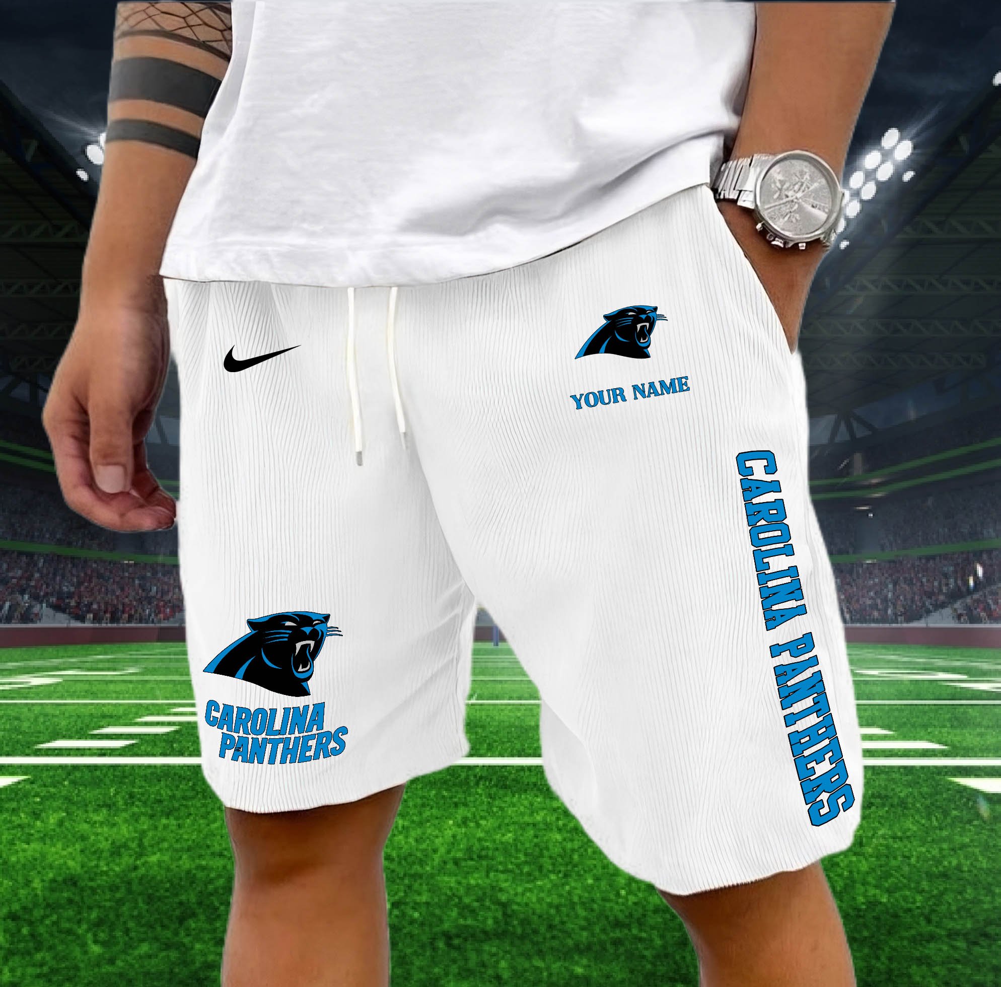 Carolina Panthers Corduroy Shorts Custom You Name, Sport Corduroy Shorts, Gifts For Fan