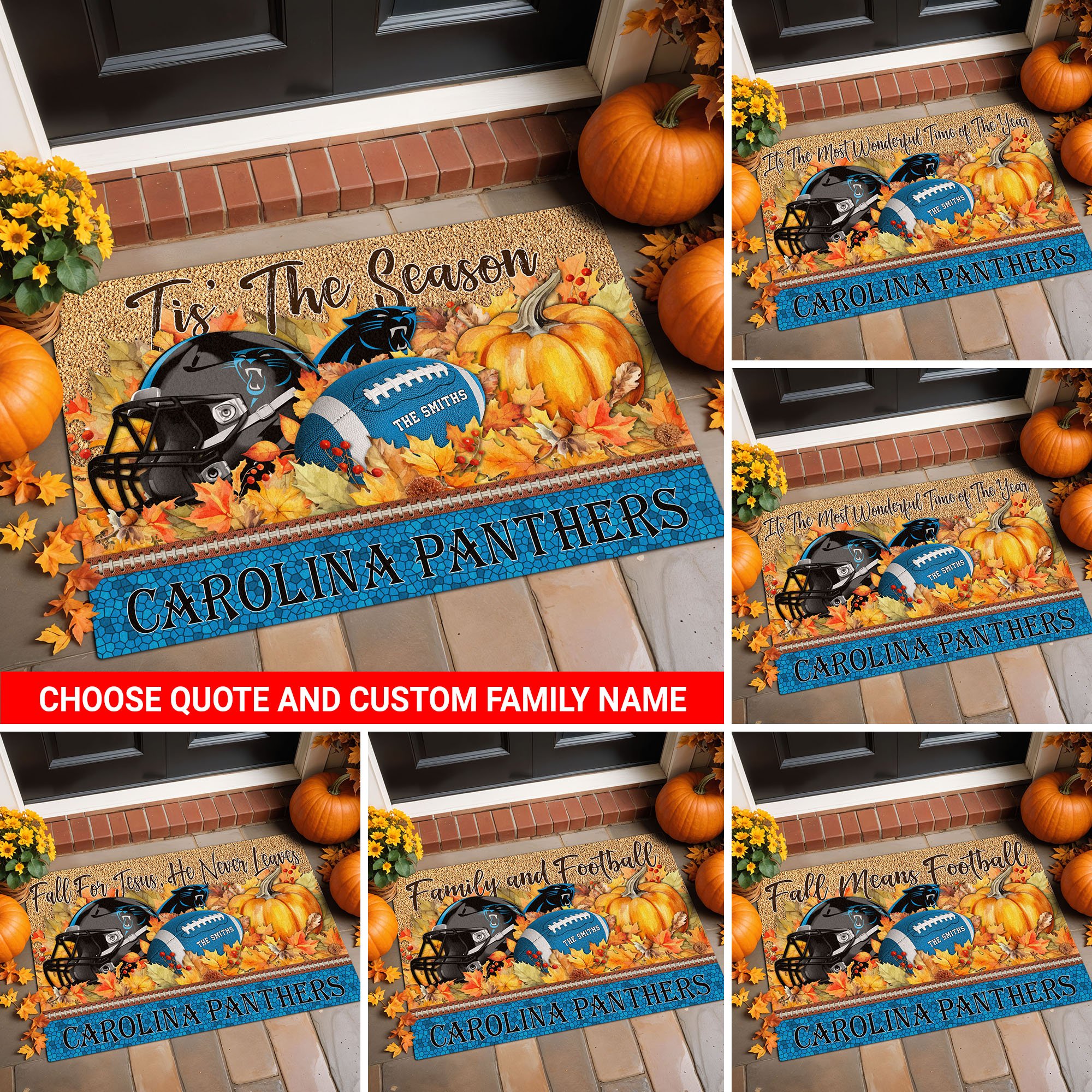 Carolina Panthers Doormat Custom Your Family Name And Choose Your Quotes, Sport Doormat, Sport Gifts For Fan