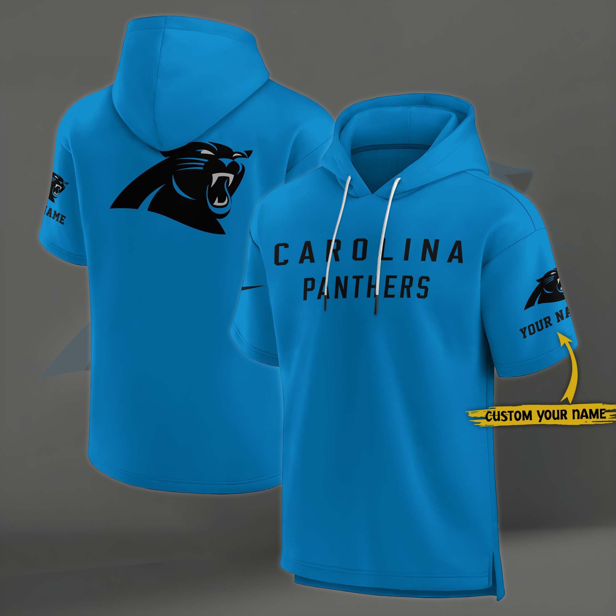 Carolina Panthers Elements Future Ground Lettering Short Sleeve Pullover Hoodie Custom Name, Gifts For Football Lovers EHIVM 03121220