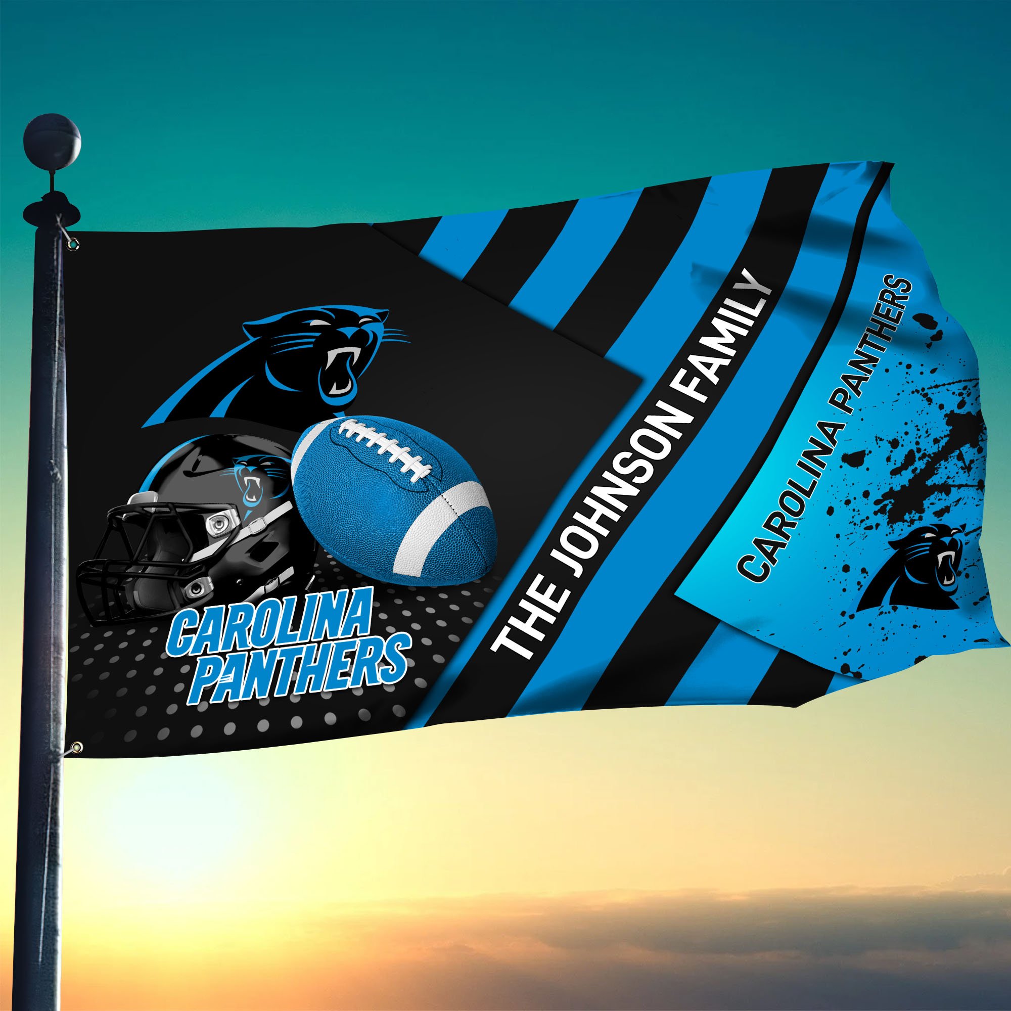 Carolina Panthers Flag 3X5ft 4X6ft Custom Your Family Name, Sport Team Flag, Sport Gifts