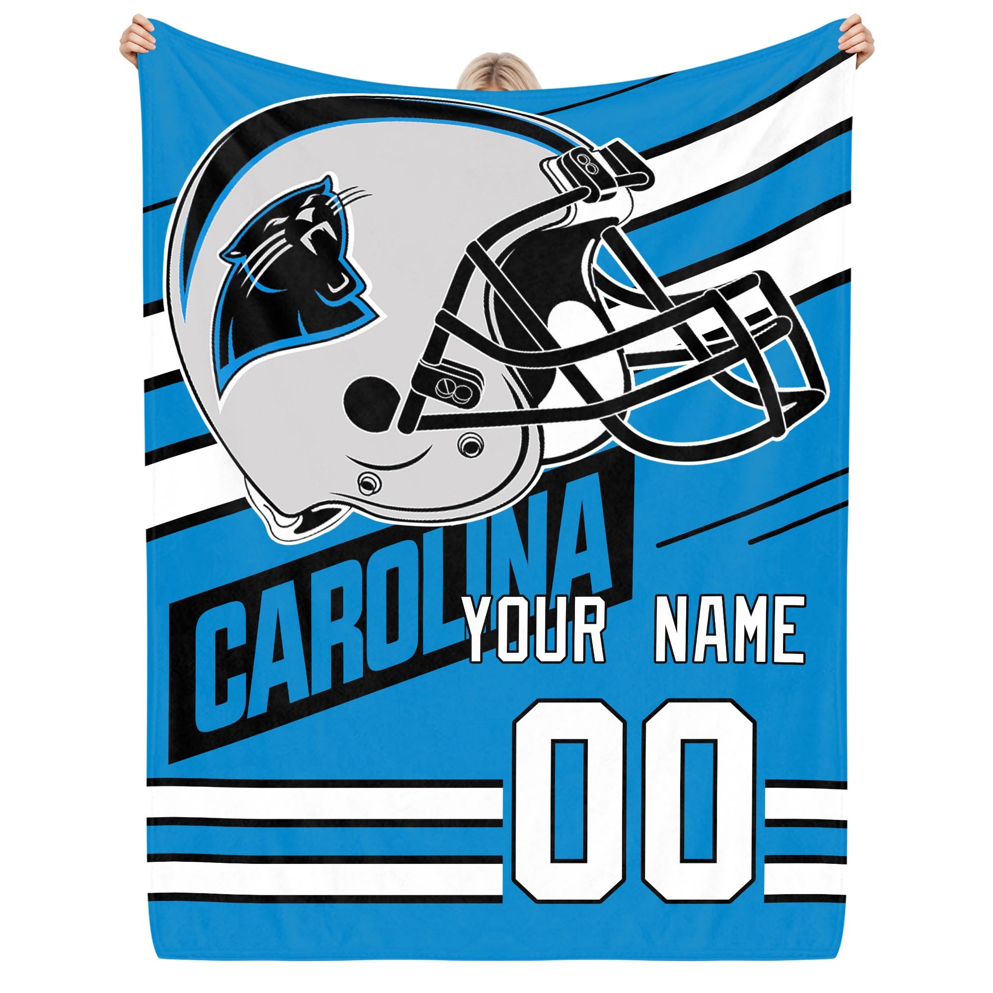 Carolina Panthers Fleece Blanket Custom Name And Number, Sport Blanket For Fans