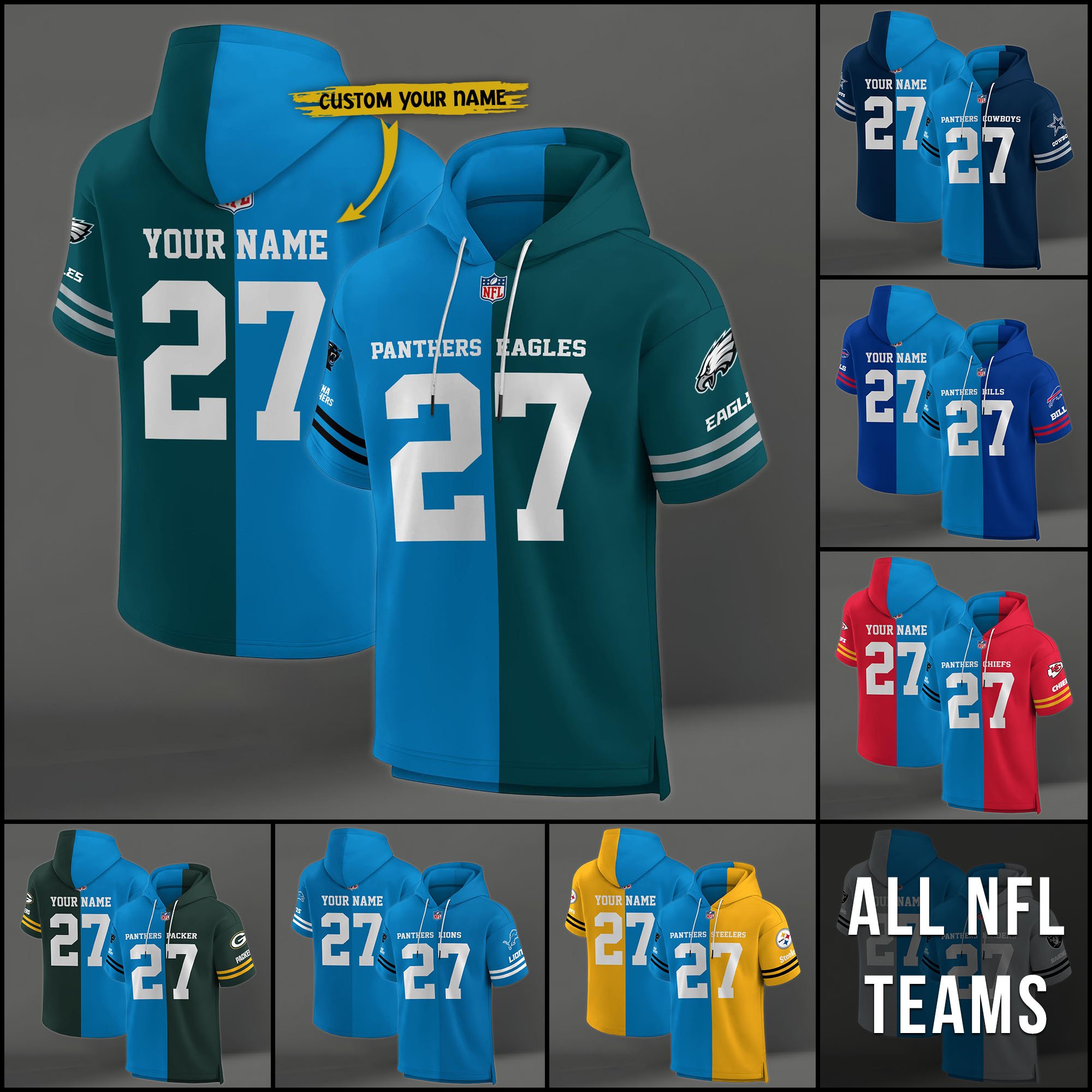 Carolina Panthers House Divided Hoodie Custom Name, Number And Team, Hoodie For Football Fans