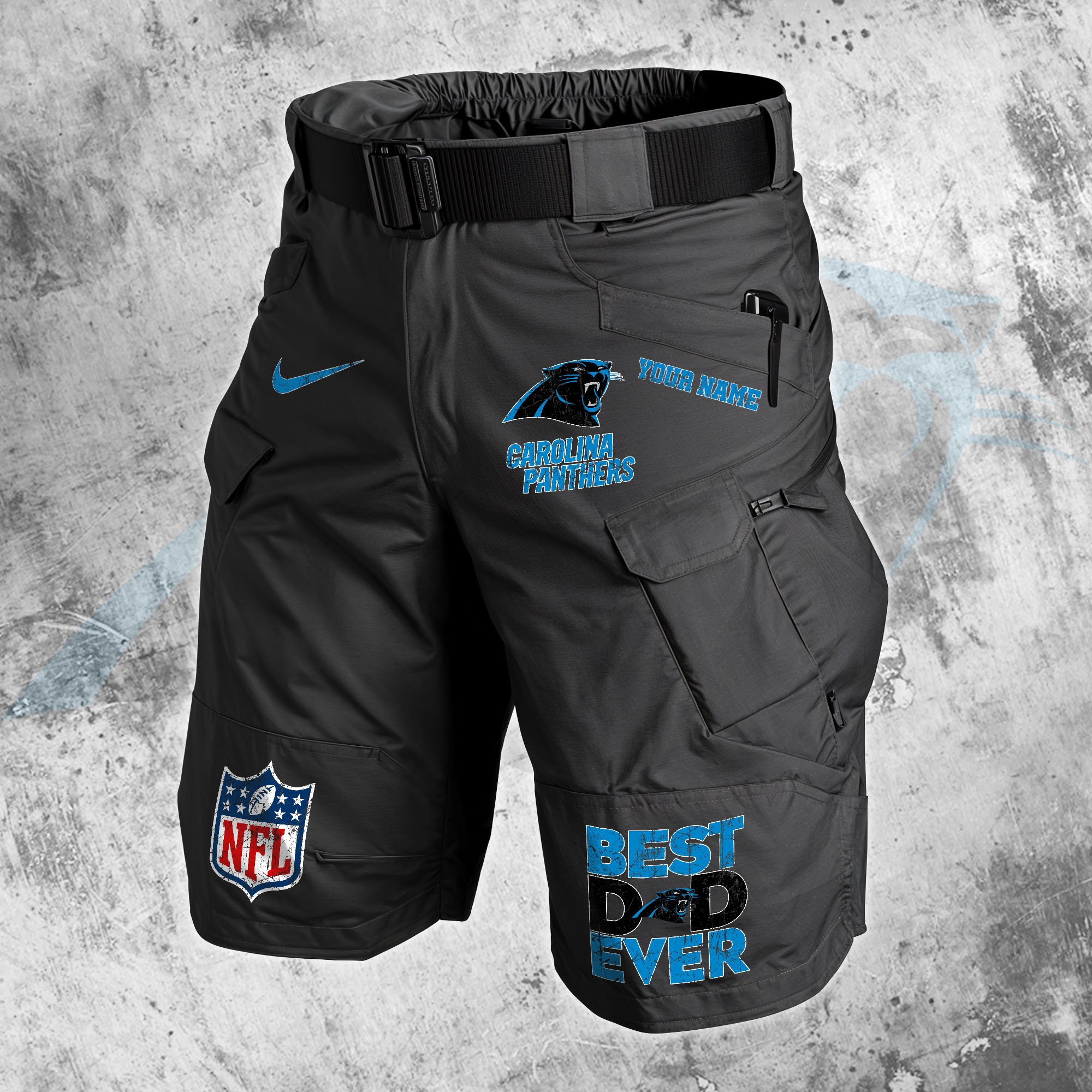 Carolina Panthers Men Cargo Shorts Custom Your Name, Football Lovers Clothings, Fathers Day Gifts 