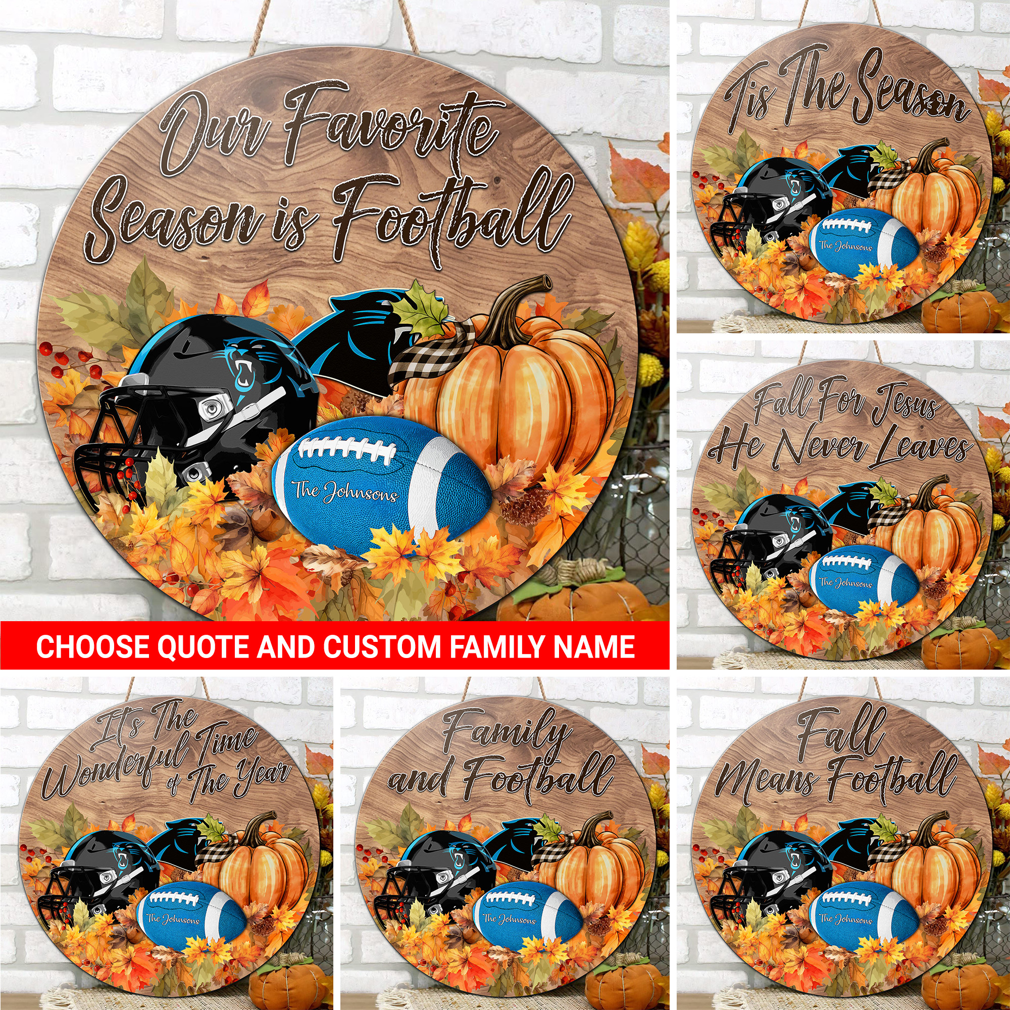 Carolina Panthers Shape Wooden Sign Custom Your Family Name And Choose Your Quotes, Sport Sign