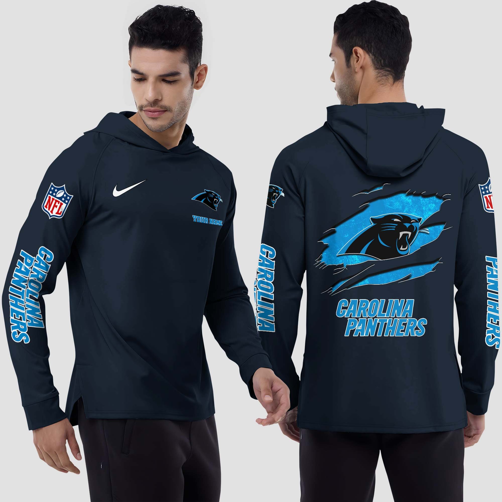 Carolina Panthers Split Hem Hoodie Custom Your Name, Sport Hoodie, Sport Gifts For Fan