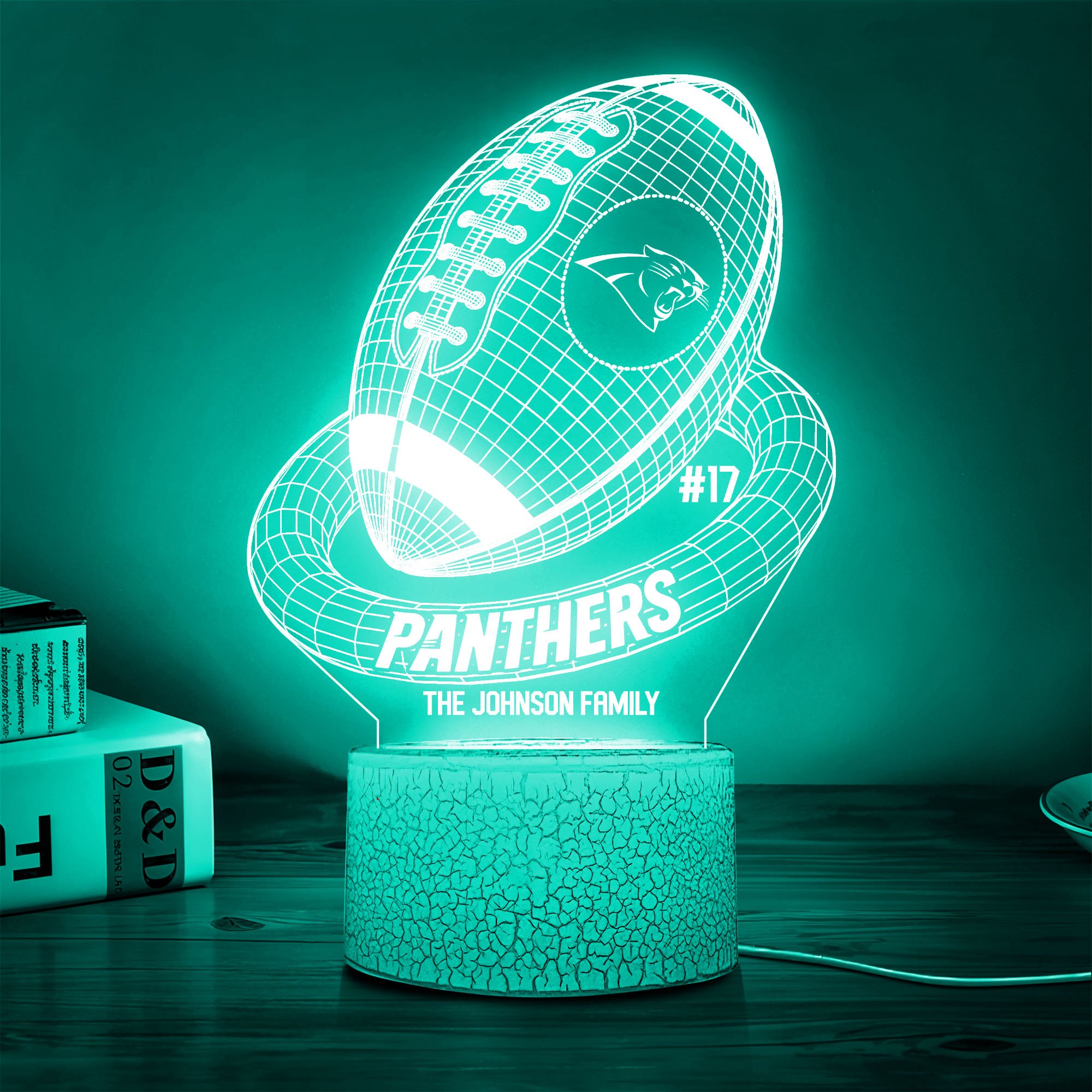 Carolina Panthers Sport Team 3D Led Lamps Custom Family Name And Number, Sport Gifts, Sport Home Decor 