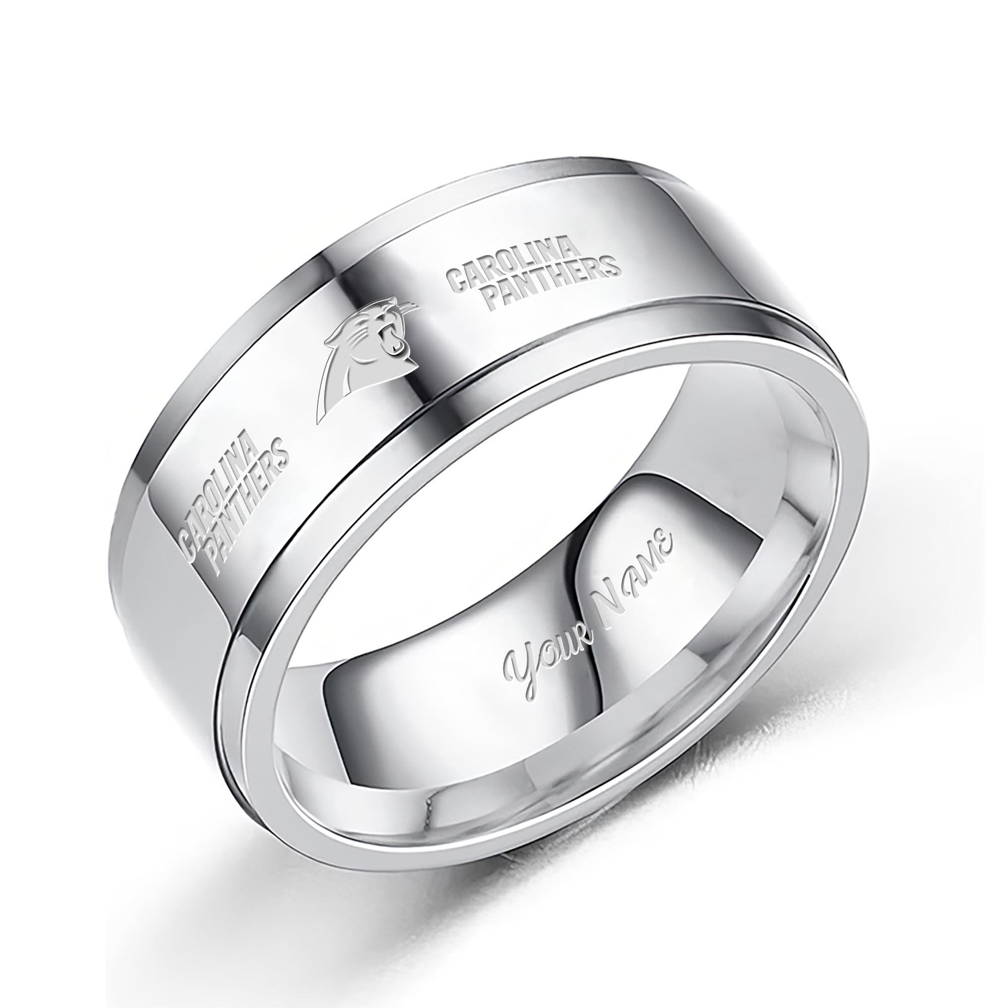 Carolina Panthers Stainless Steel Rings Comes With Box Custom Your Name 2025 Versions, Gifts For Fan