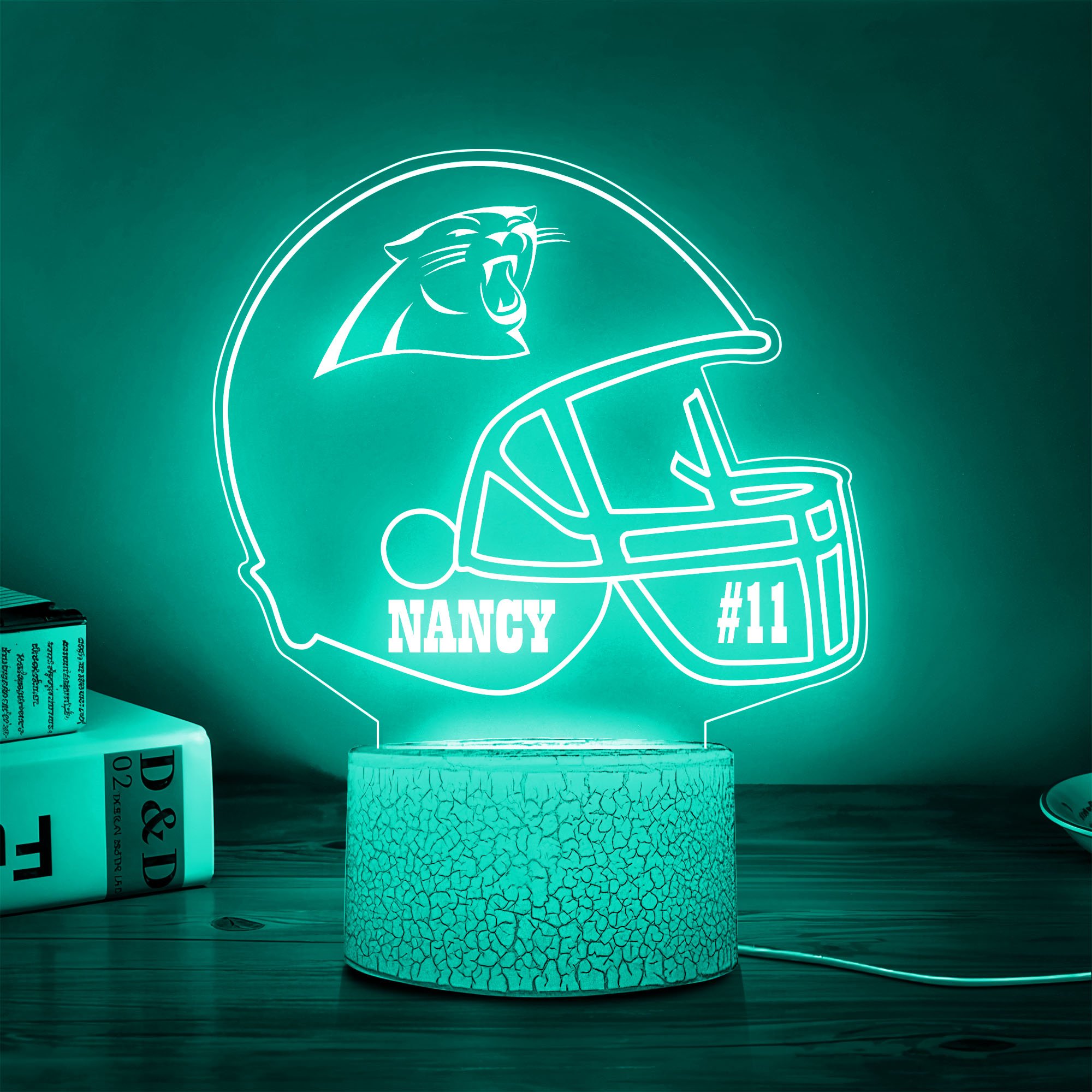Carolina Panthers Team 3D Led Lamp Custom Number And Name, Led Lamp For Sport Fans 