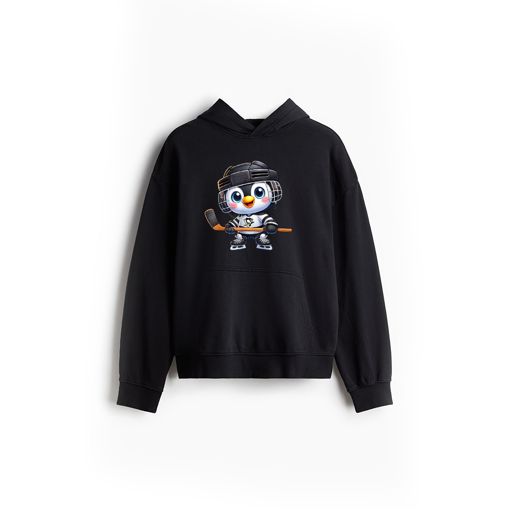 Cartoon Penguin Hockey Player Ice Hockey Hoodie