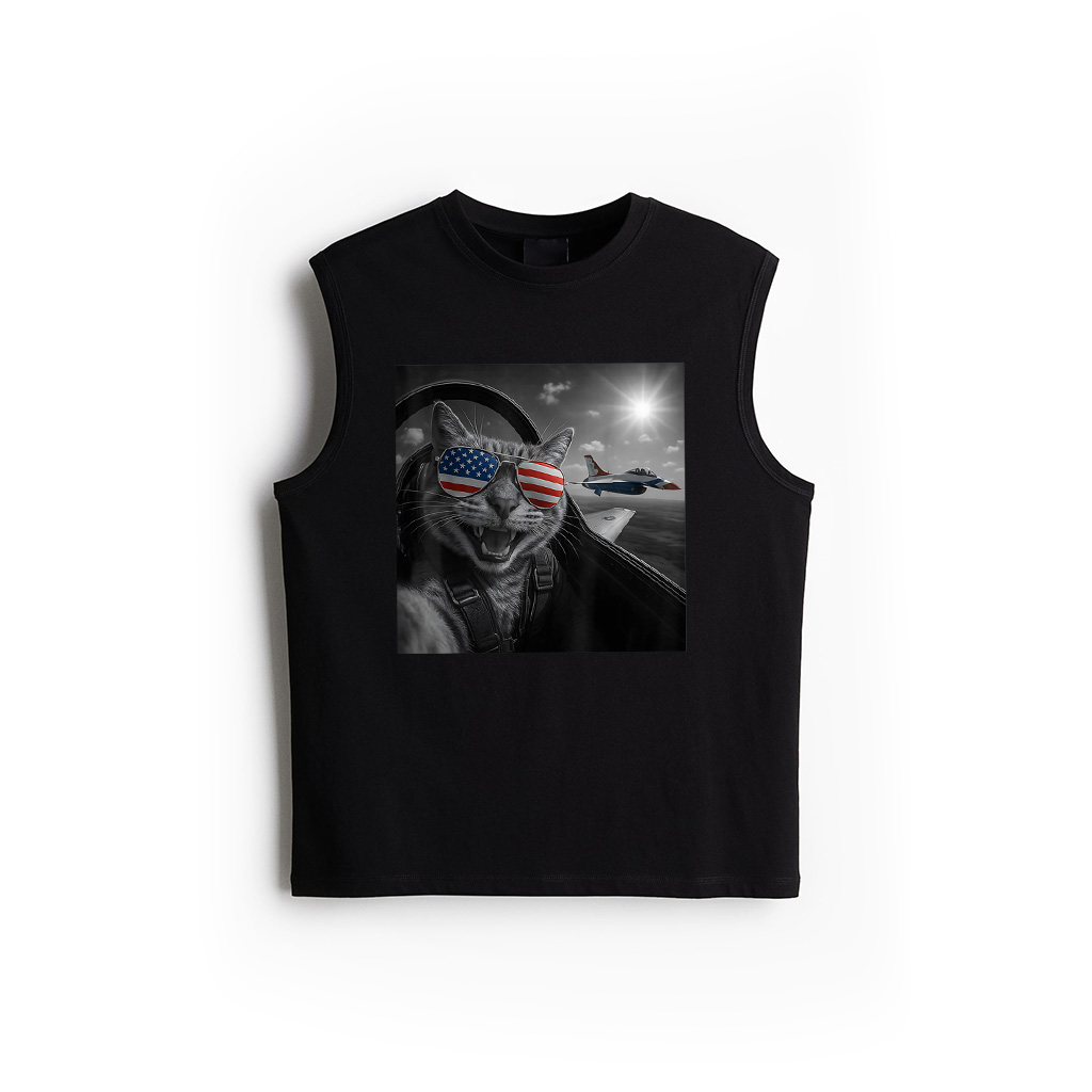Cat 4Th Of July Selfie Jet Funny Cat Gifts Men Women Kids Tank Top