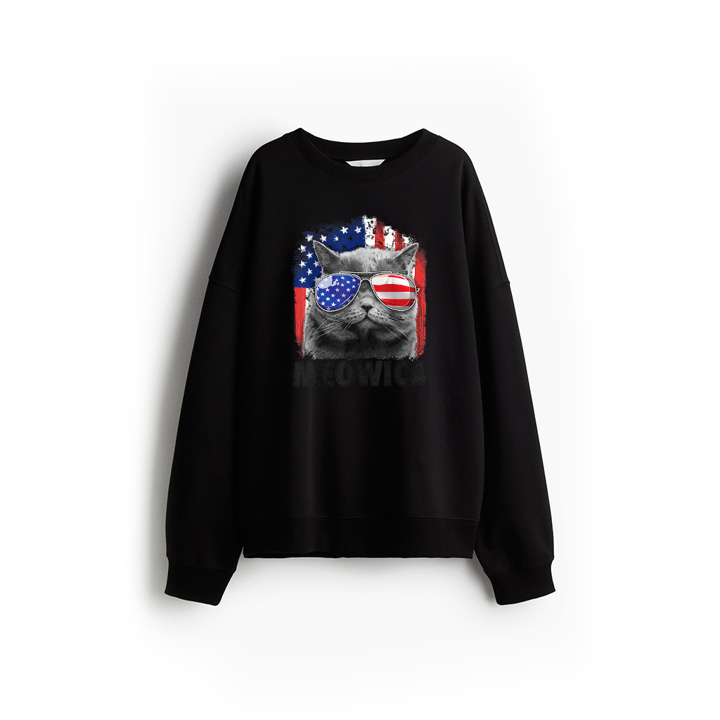 Cat 4Th Of July Shirts Meowica Merica Men USA American Flag Sweatshirt 21-07-2025