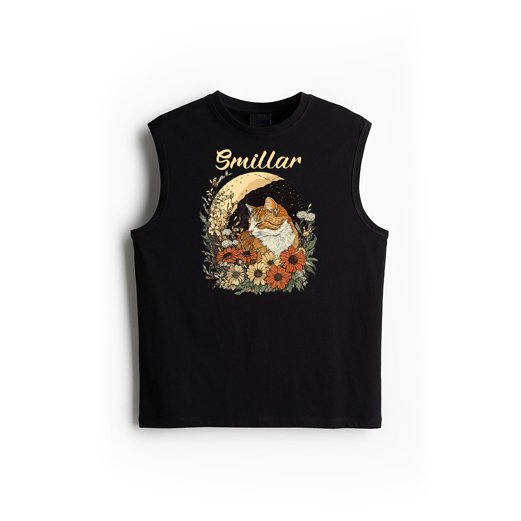 Cat Cottagecore Moon Design Funny Orange Cat Tank Top