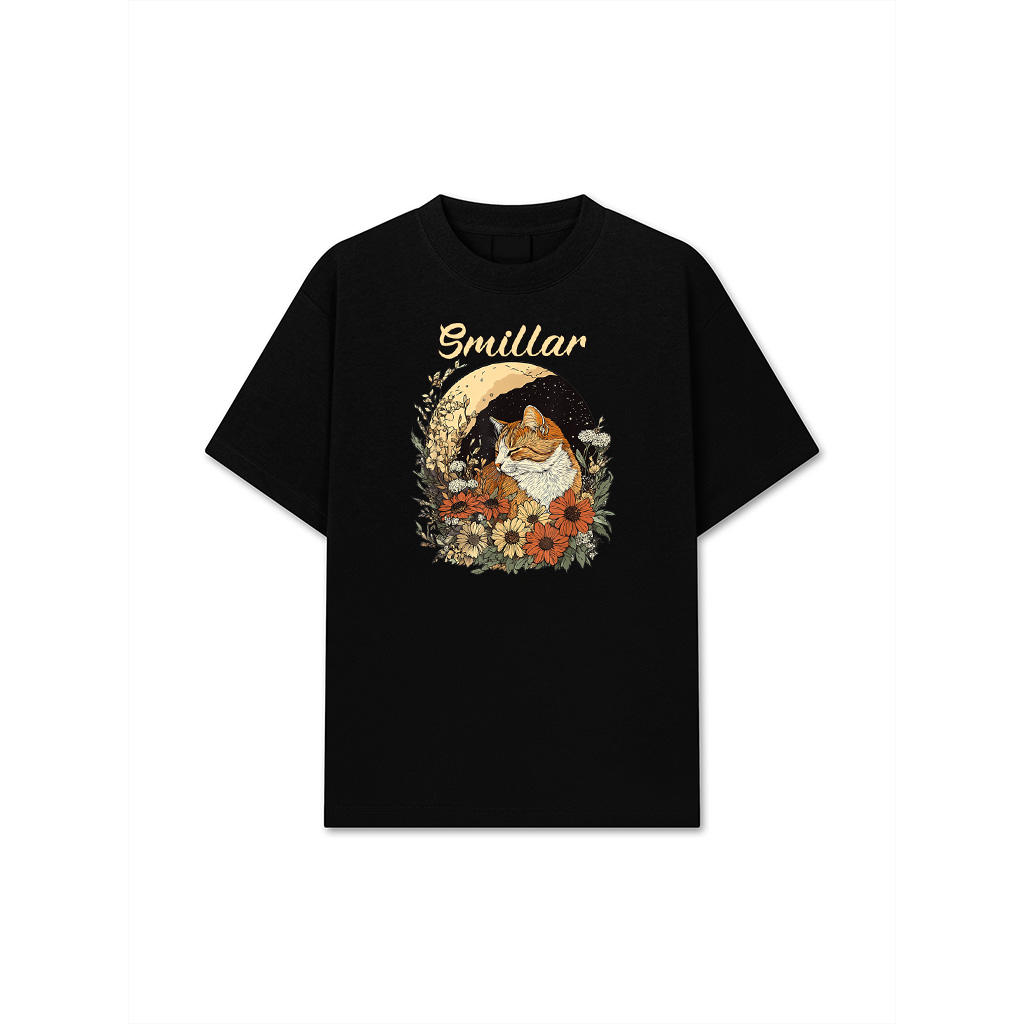 Cat Cottagecore Moon Design Funny Orange Cat T-Shirt