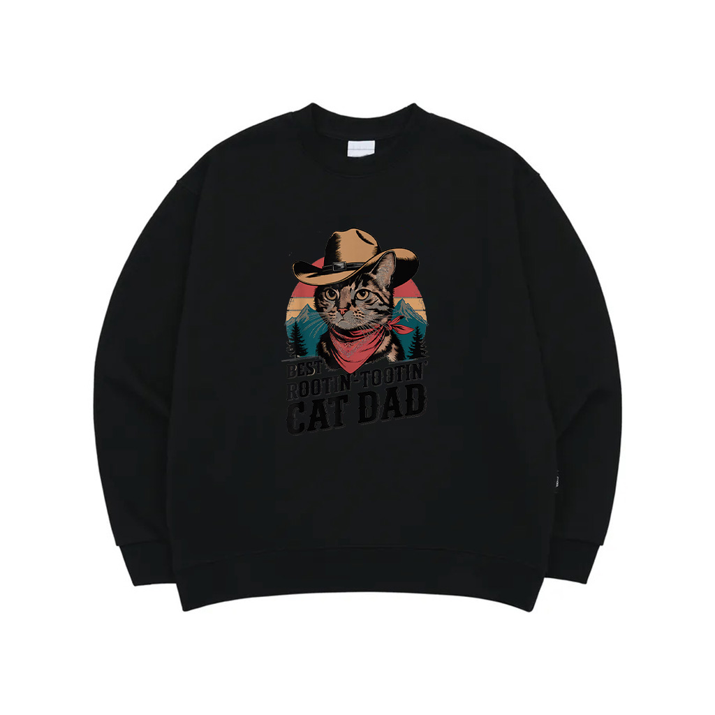 Cat Dad Cat Sweatshirt Funny Fathers Day Cowboy Rootin Tootin Sweatshirt